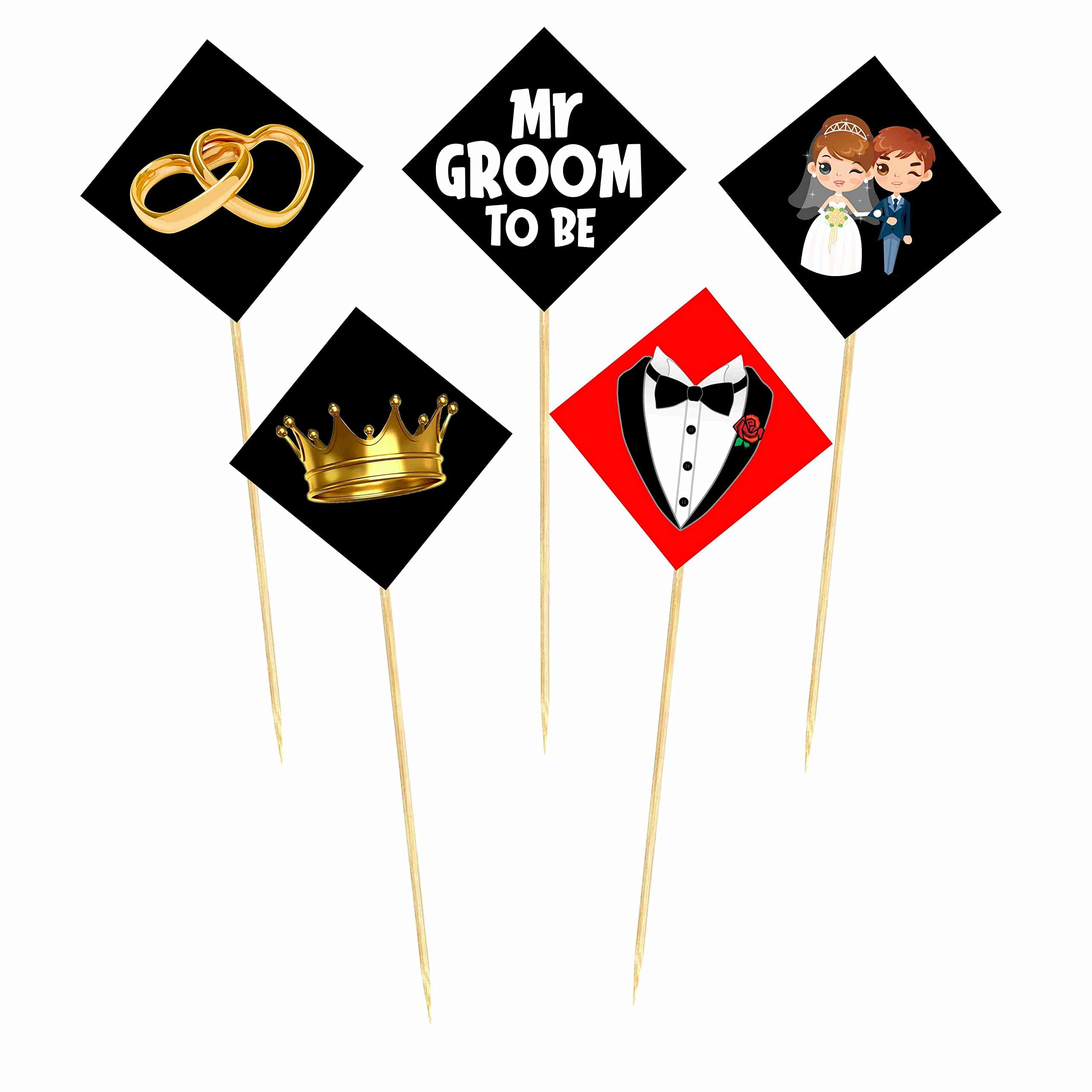 Balloonistics Groom to Be Cake Toppers -Bachelor Party & Engagement Cake Decorations - Premium Cardstock Tuxedo & Dapper Theme Figures on Bamboo Sticks (Cake Topper - Pack of 10) thumbnail 2