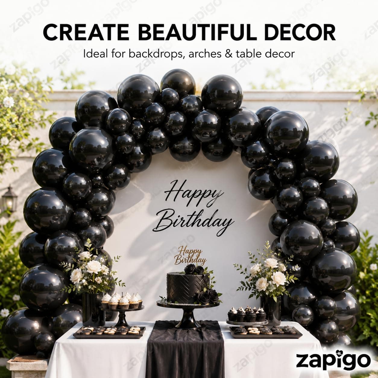 Balloonistics 25-Pack Metallic Pearl Finish Black Latex Balloons – Shiny Glossy Black Balloons for Milestone Birthday, Halloween, Bachelorette & Elegant Party Decoration thumbnail 6