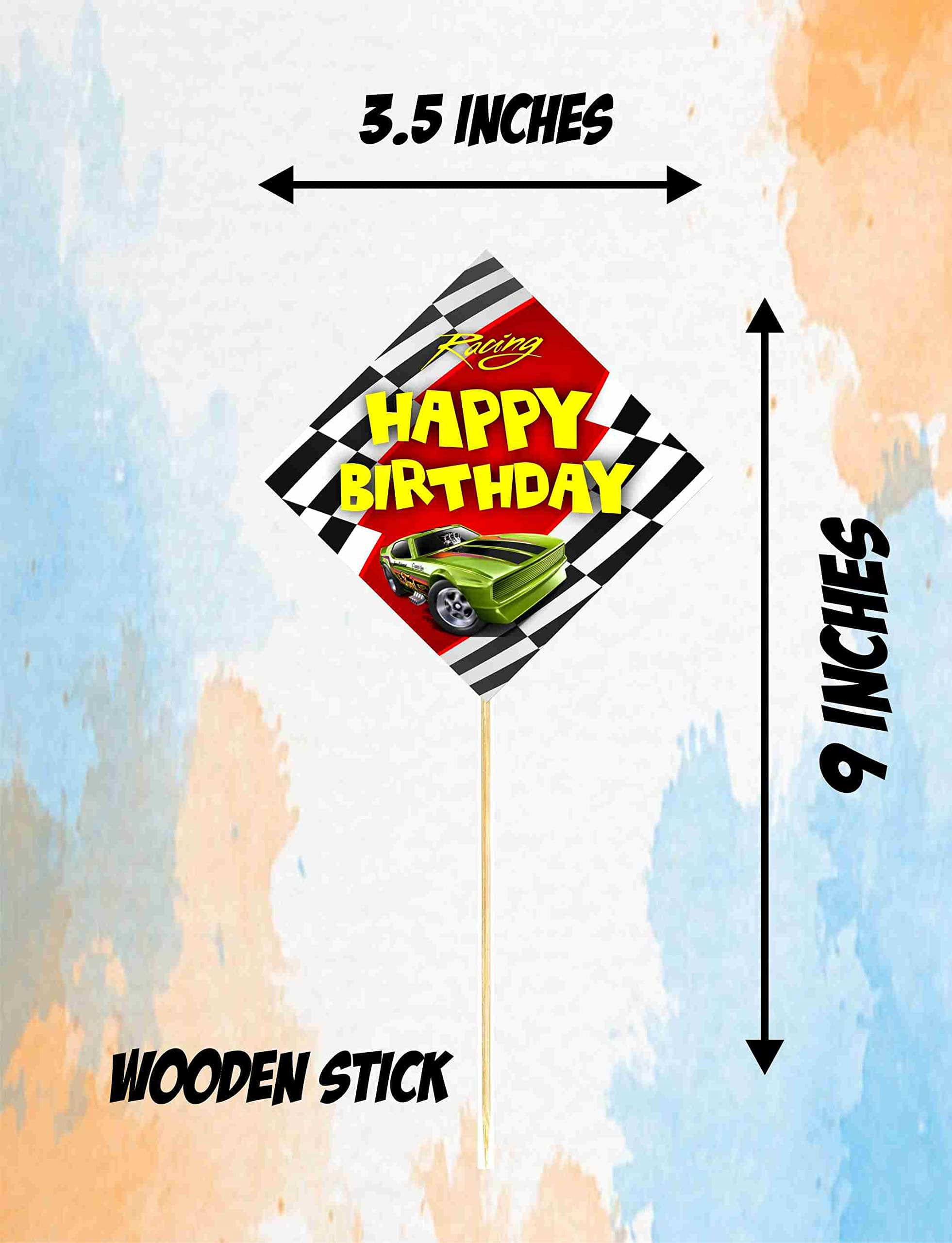 Balloonistics Sports Car Theme Happy Birthday Cake Toppers - Pack of 10 Double-Sided Cardstock Treat Picks - Racing & Supercar Party Decorations - Fast One & Two Fast Cake Decor - Includes Food-Safe Bamboo Sticks(Cake Topper - Pack of 10) thumbnail 3