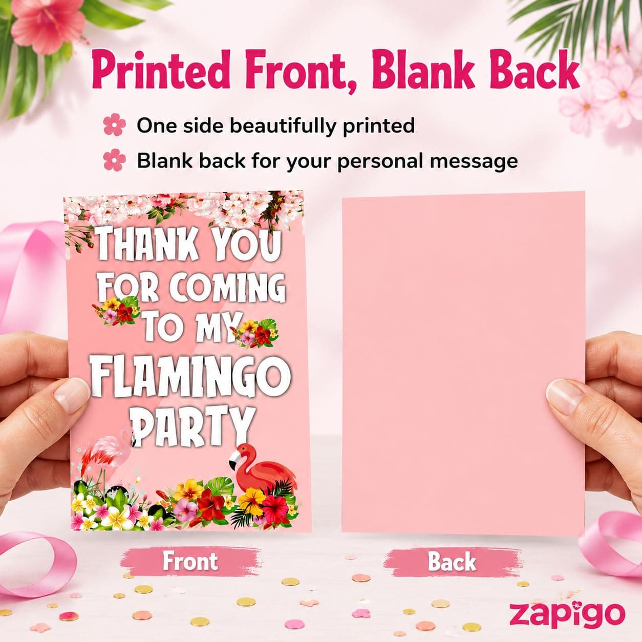 Balloonistics Flamingo Theme Thank You Cards - Pack of 20 Tropical Birthday Note Cards - Premium Cardstock "Thanks for Flamingling" Stationery, Vibrant Summer Pink & Floral Gratitude Cards (Thank you Cards - Pack of 20) thumbnail 4