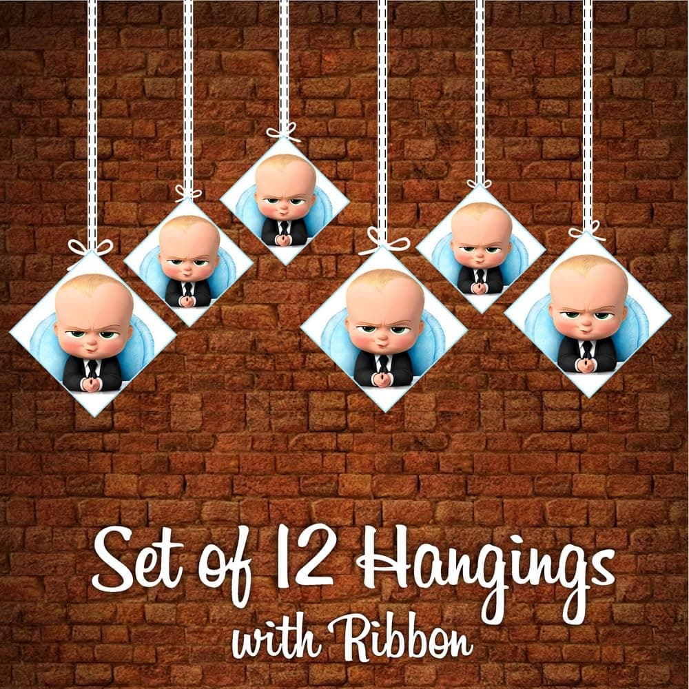 Balloonistics Baby Boss Theme Hanging Decorations Double-Sided Cardstock Party Hangings with Ribbons Decor for Boys Birthday (Hangings - Pack of 12) thumbnail 5