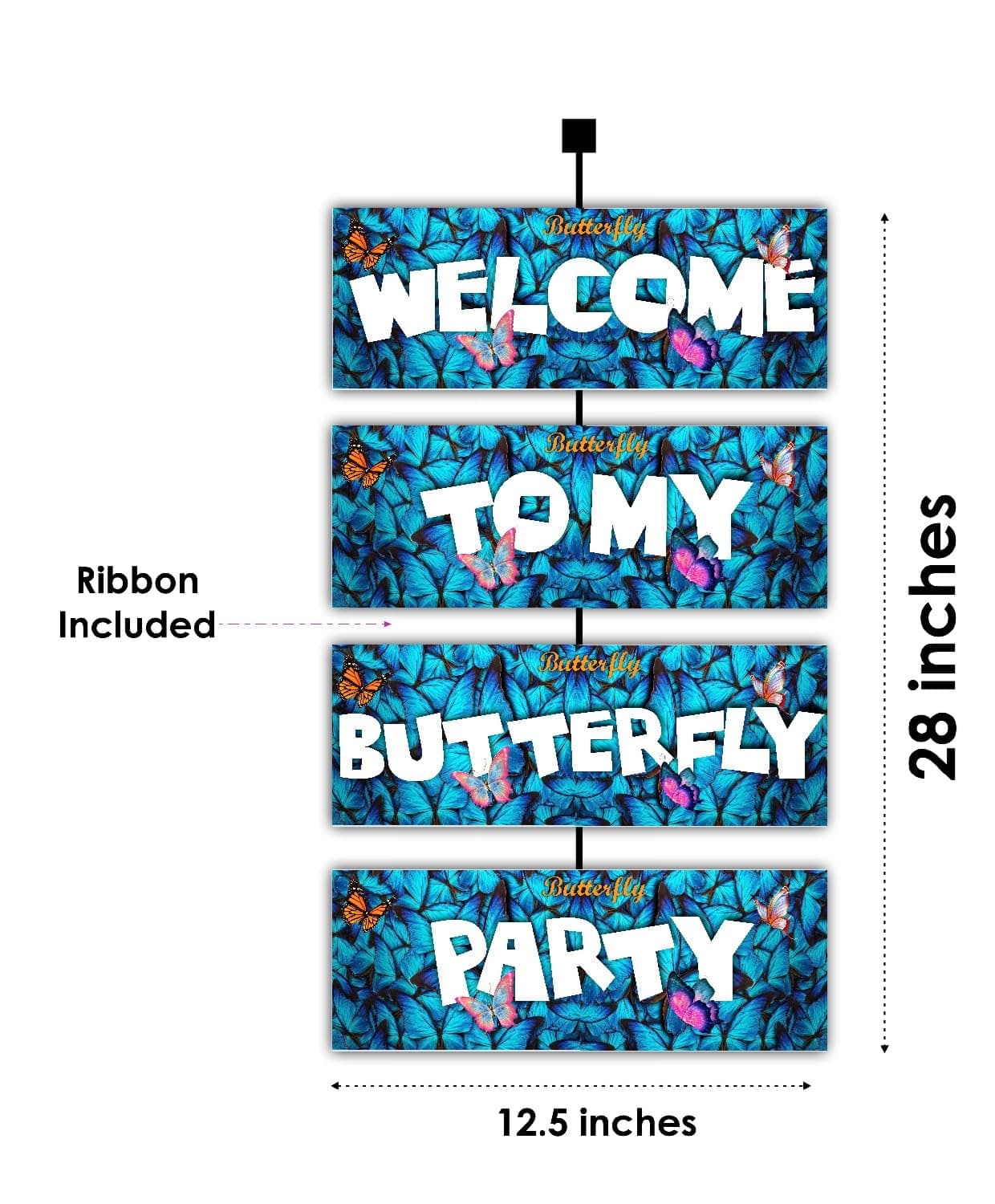 Balloonistics Butterfly Theme Birthday Welcome Board - 2.3 Feet Large Cardstock Entrance Sign for Outdoor & Indoor - Elegant Pink, Gold & Purple Enchanted Garden Party Decor (Welcome Outdoor Board) thumbnail 2