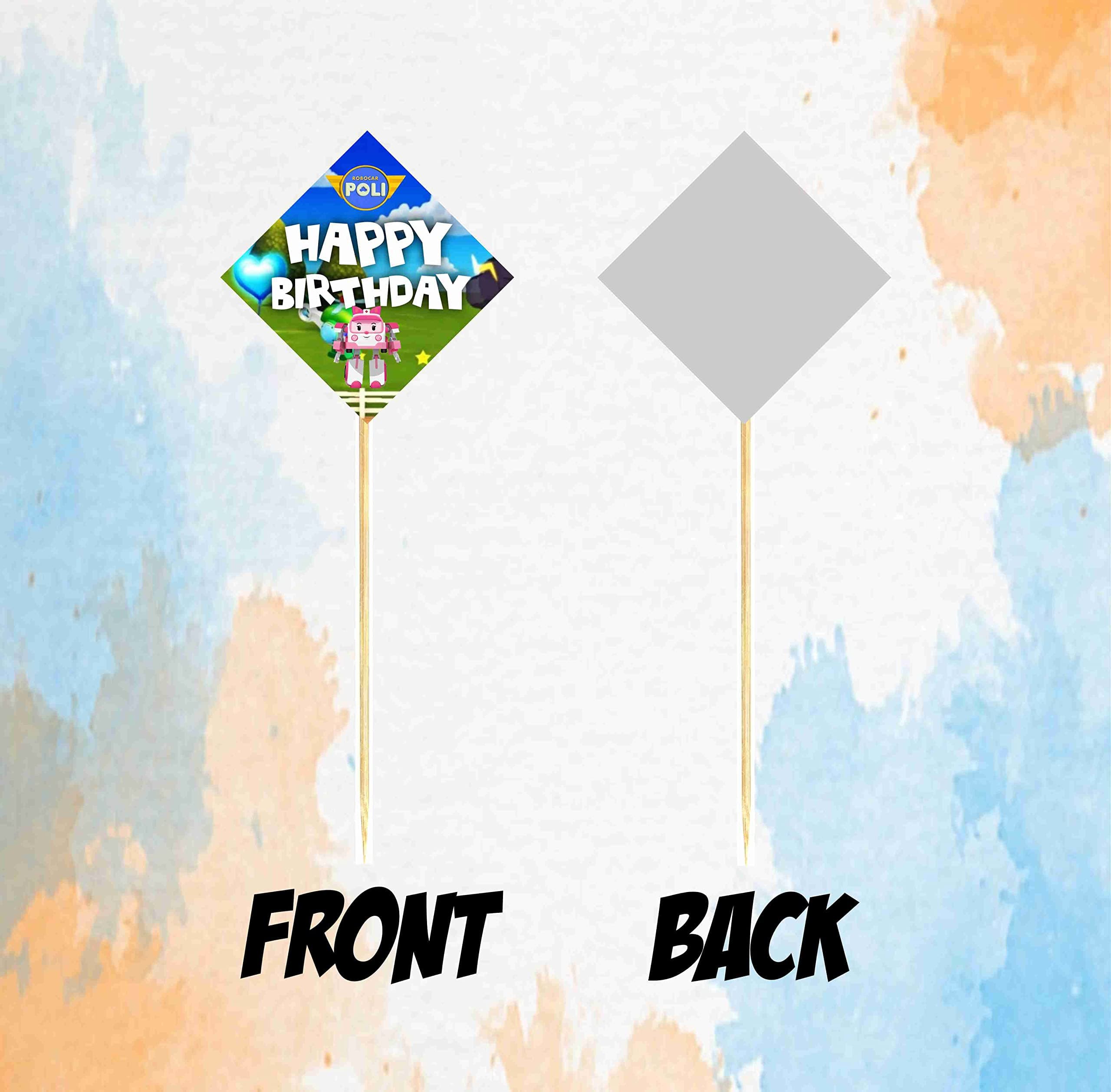 Balloonistics Robo Poli Cake Toppers – Pack of 10 Premium Cardstock Picks – Brooms Town Rescue Team Birthday Party Decorations for Kids' Cakes & Cupcakes thumbnail 4
