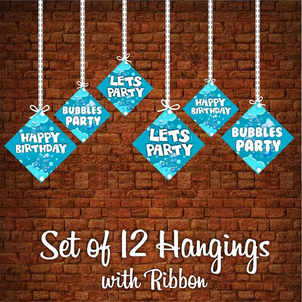 Balloonistics Bubble Theme Happy Birthday Hanging Decorations - Pack of 12 Whimsical "Pop" Party Swirls - Premium Cardstock Double-Sided Iridescent Bubble & Blue Sky Spirals, Kids Bubbly Celebration Ceiling Decor (Hangings - Pack of 12) thumbnail 5