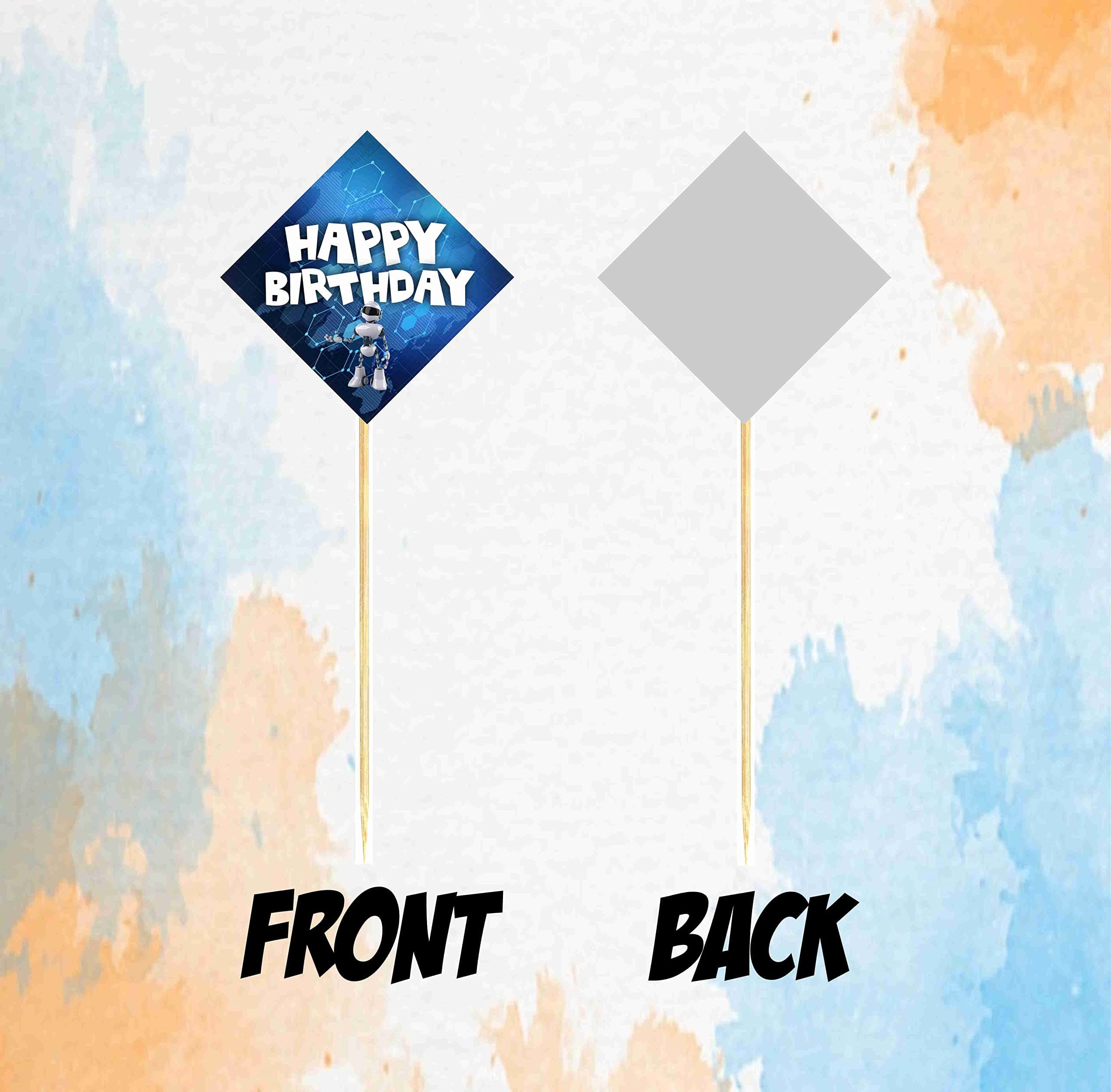 Balloonistics Robot Theme Happy Birthday Cake Topper - Vibrant Cardstock Mechanical Cake Decoration - Futuristic Sci-Fi Party Supplies for Kids, Boys & STEM Birthdays thumbnail 4