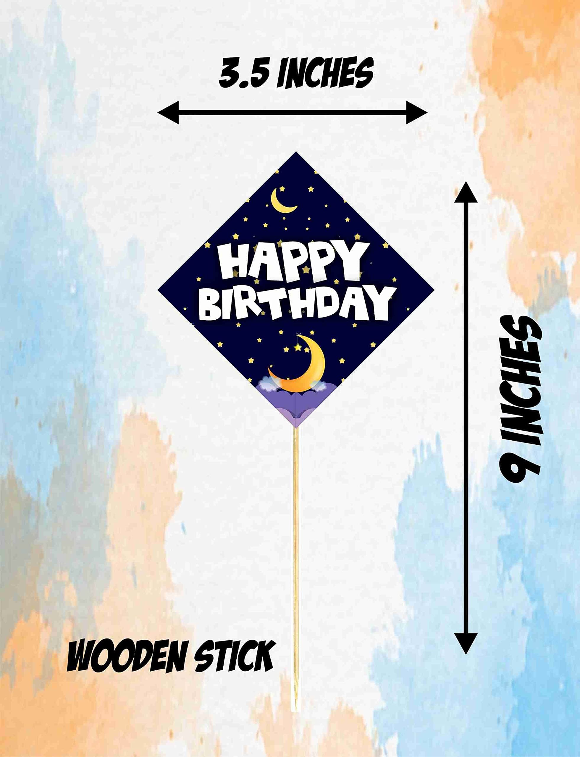 Balloonistics Moon and Stars Birthday Cake Toppers - Pack of 10 Double-Sided Cardstock Toppers with Bamboo Sticks - Twinkle Twinkle Little Star & Celestial Theme Party Decorations, Over the Moon Cake Decor(Cake Topper - Pack of 10) thumbnail 3