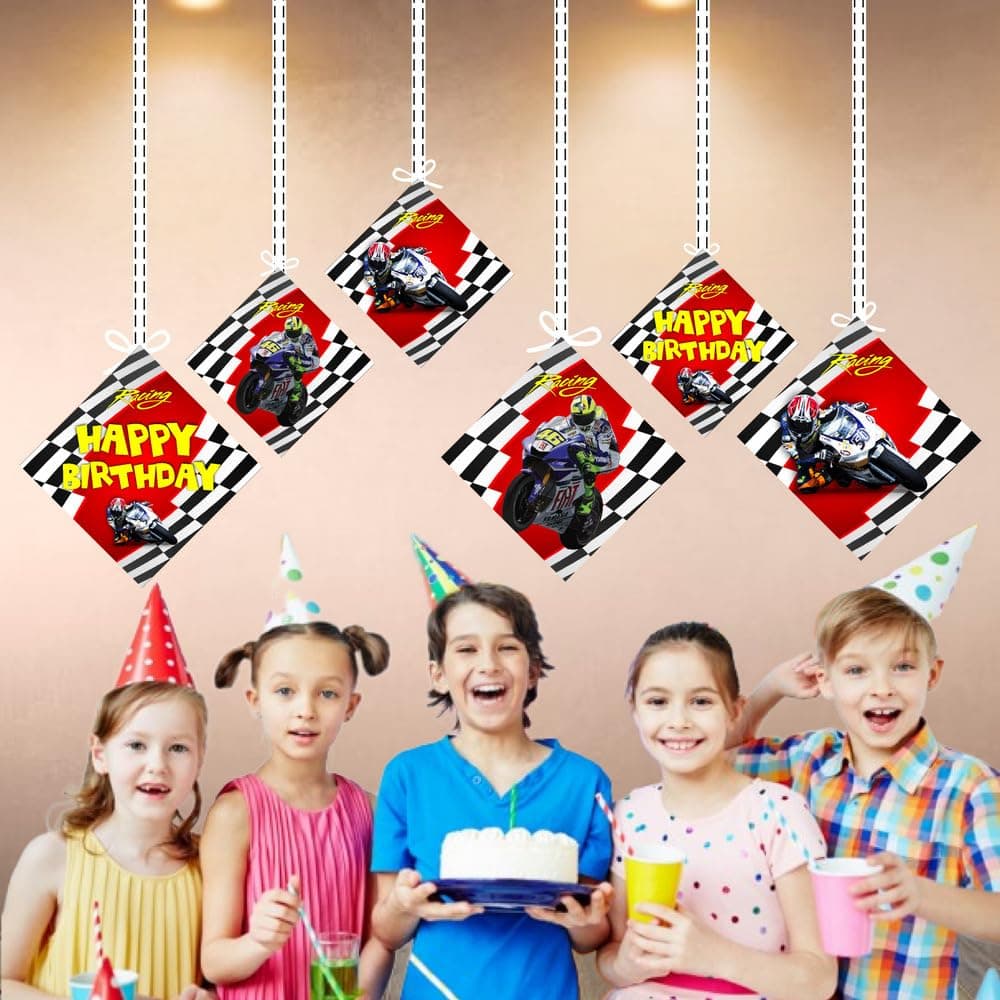 Balloonistics Sports Car Theme Hanging Decorations - Pack of 12 Double-Sided Cardstock Cutouts - Racing & Supercar Birthday Party Supplies - Includes Ribbons - Fast One & Two Fast Room Decor (Hangings - Pack of 12) thumbnail 4