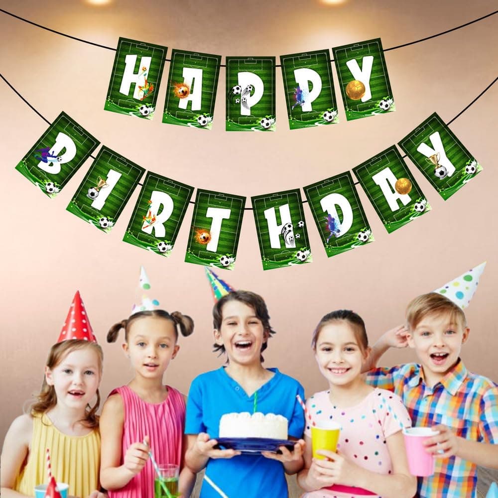Balloonistics Football Theme Happy Birthday Banner – Sports Soccer Theme Birthday Party Banner for Boys Football Birthday Party Decorations (Pack of 1) thumbnail 3