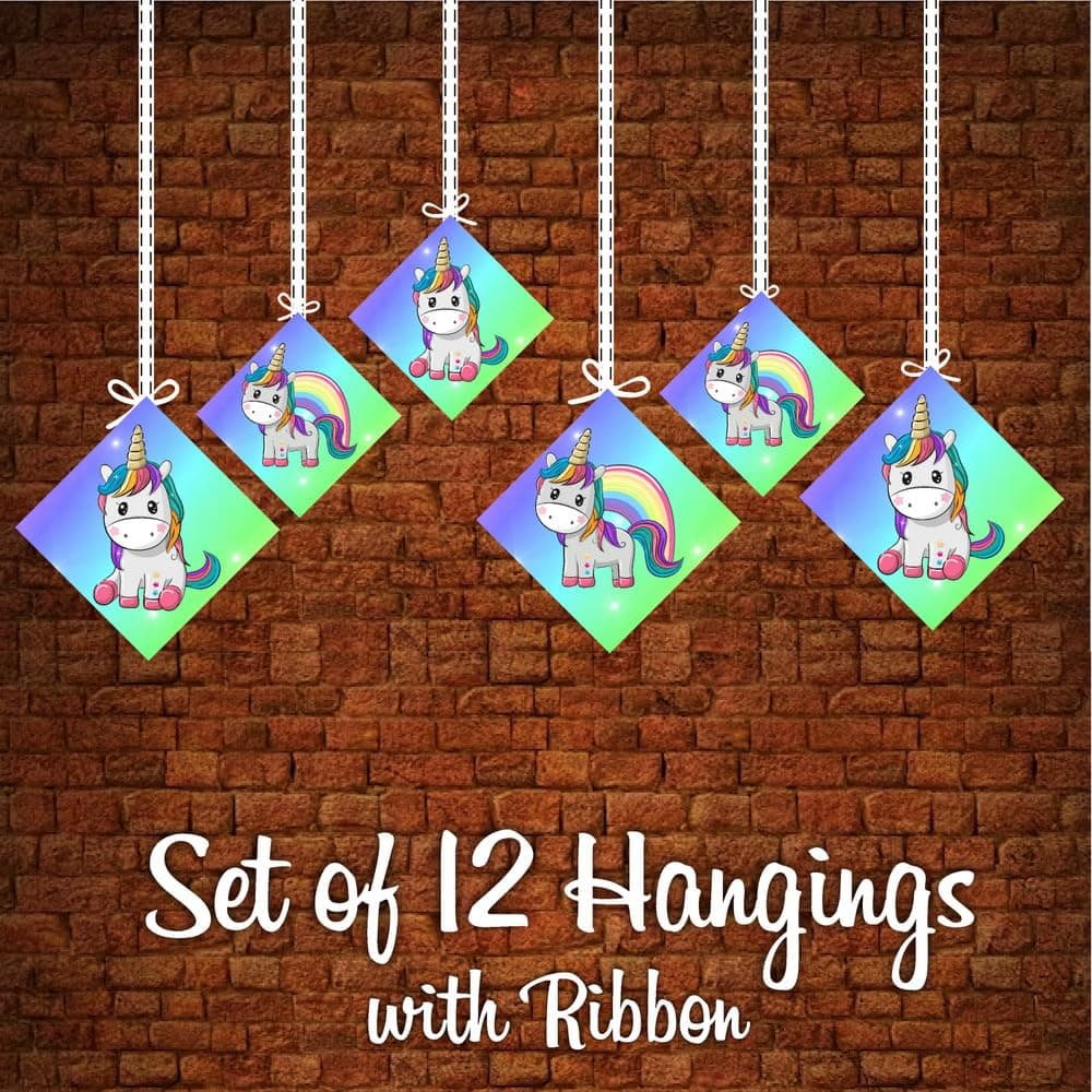 Balloonistics Unicorn Theme Hanging Decorations Double-Sided Cardstock Party Cutouts Birthday Decor for Girls Includes Ribbons (Hangings - Pack of 12) thumbnail 5