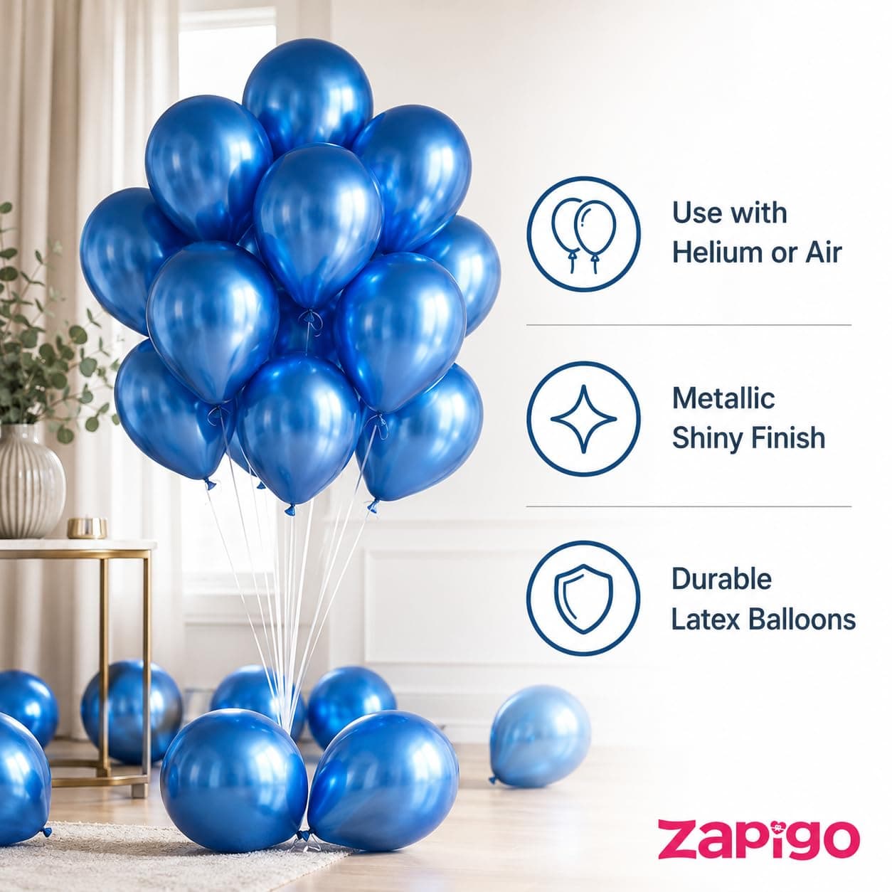 Balloonistics 25-Pack Metallic Pearl Finish Dark Blue Latex Balloons – Shiny Navy Blue Balloons for Boys Birthday, Graduation, Ocean Theme & Party Decoration thumbnail 2
