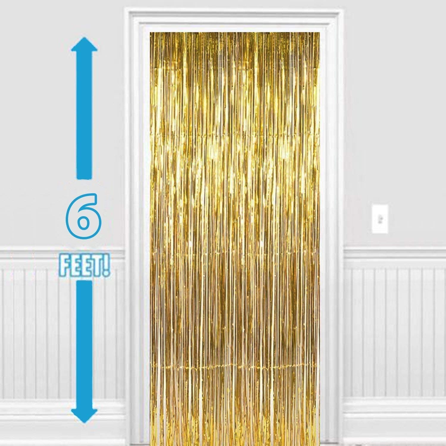 Balloonistics Gold Metallic Fringe Foil Curtain – 3 × 6 Feet Shimmer Tinsel Backdrop for Birthday, Wedding, Anniversary & Festive Party Decoration (Gold, Pack of 1) thumbnail 3