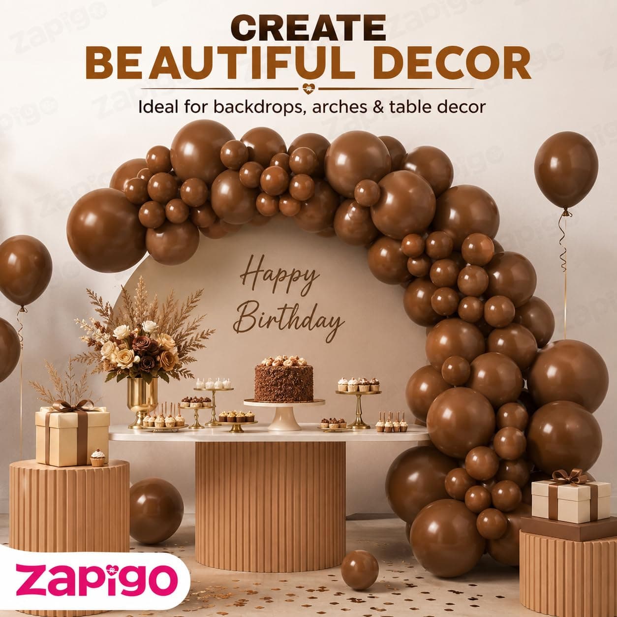 Balloonistics 10 Inch (Pack Of 50) Balloons for Birthday Decoration, Decoration for Weddings, Engagement, Baby Shower, 1st Birthday, Anniversary Party, Birthday Party supplies (Brown) thumbnail 6