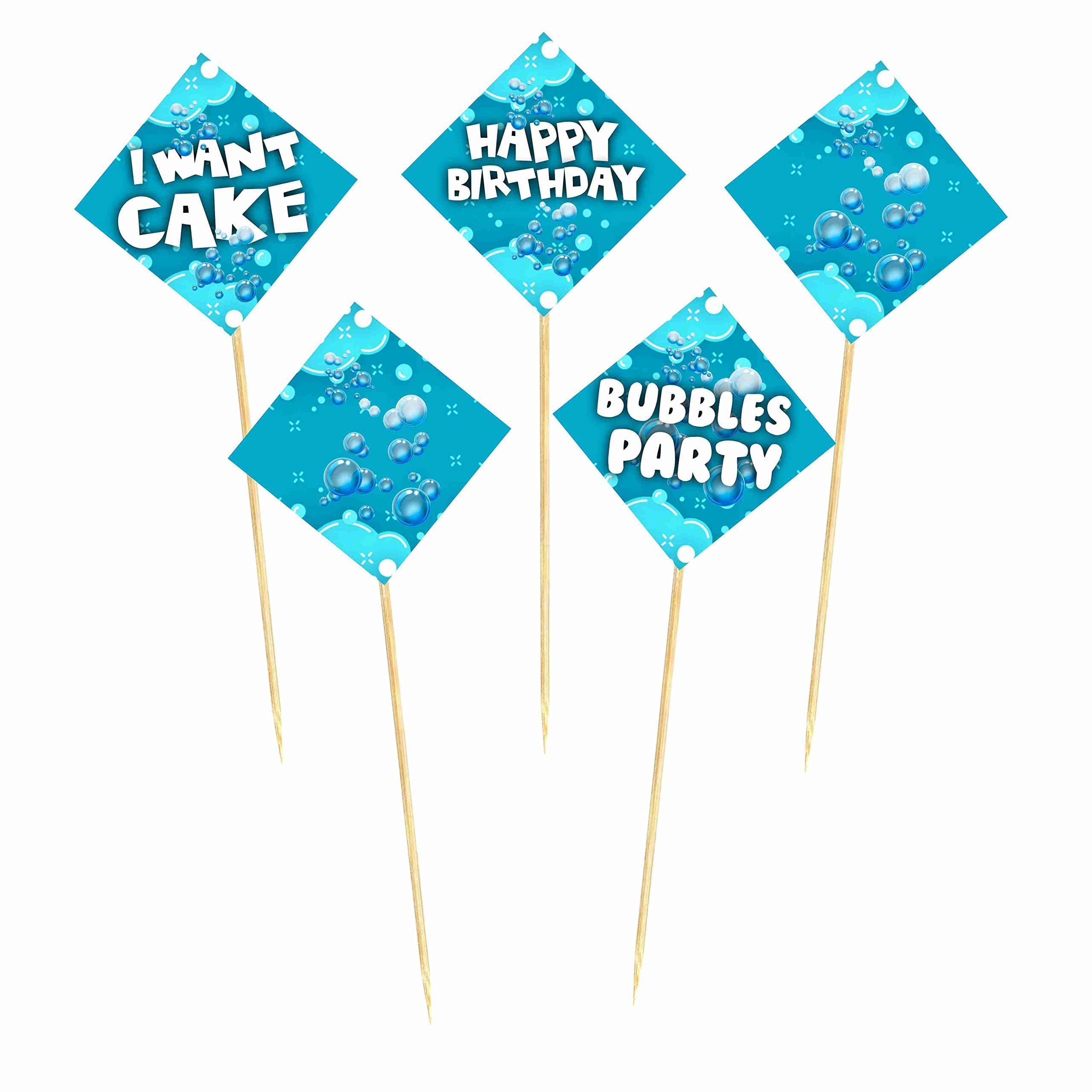 Balloonistics Bubble Theme Cake Topper - "Let’s Pop" Birthday Cake Decoration - Premium Cardstock Double-Sided Iridescent Bubble & Blue Sky Centerpiece, Whimsical Bubbly Party Dessert Decor (Cake Topper - Pack of 10) thumbnail 2