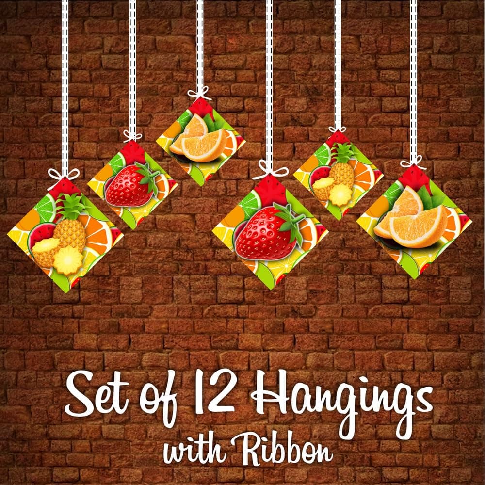 Balloonistics Fruit Theme Happy Birthday Hanging Decorations - Double-Sided Cardstock "Tutti Frutti" Cutouts - Summer Berry & Citrus Ceiling Decor for Kids - Includes Ribbons (Hangings - Pack of 12) thumbnail 5
