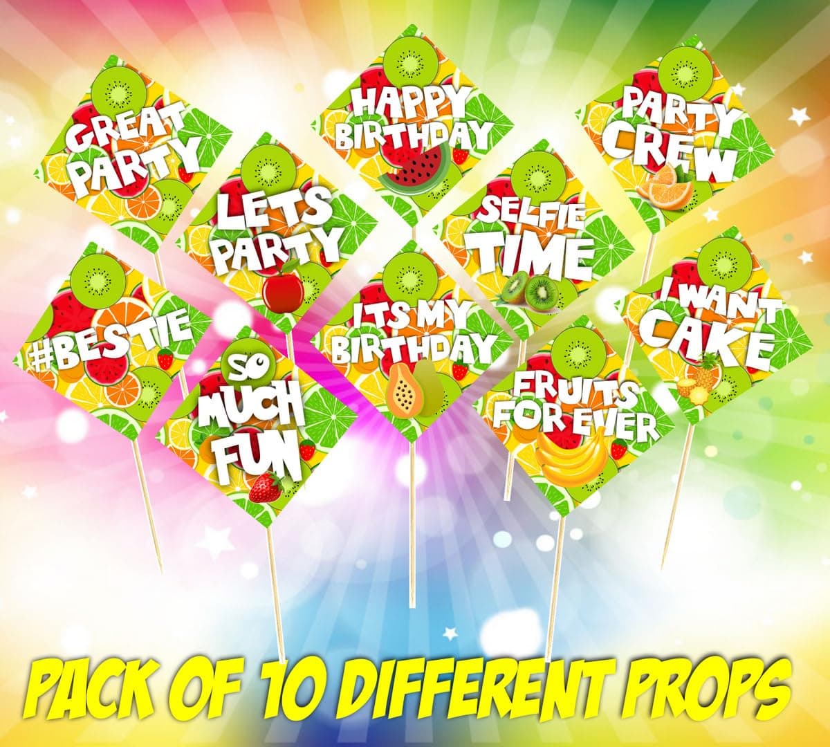 Balloonistics Fruit Theme Photo Booth Props Sweet "Tutti Frutti" Birthday Party Selfie Props Cardstock "One-in-a-Melon" Decorations Summer Bashes thumbnail 7