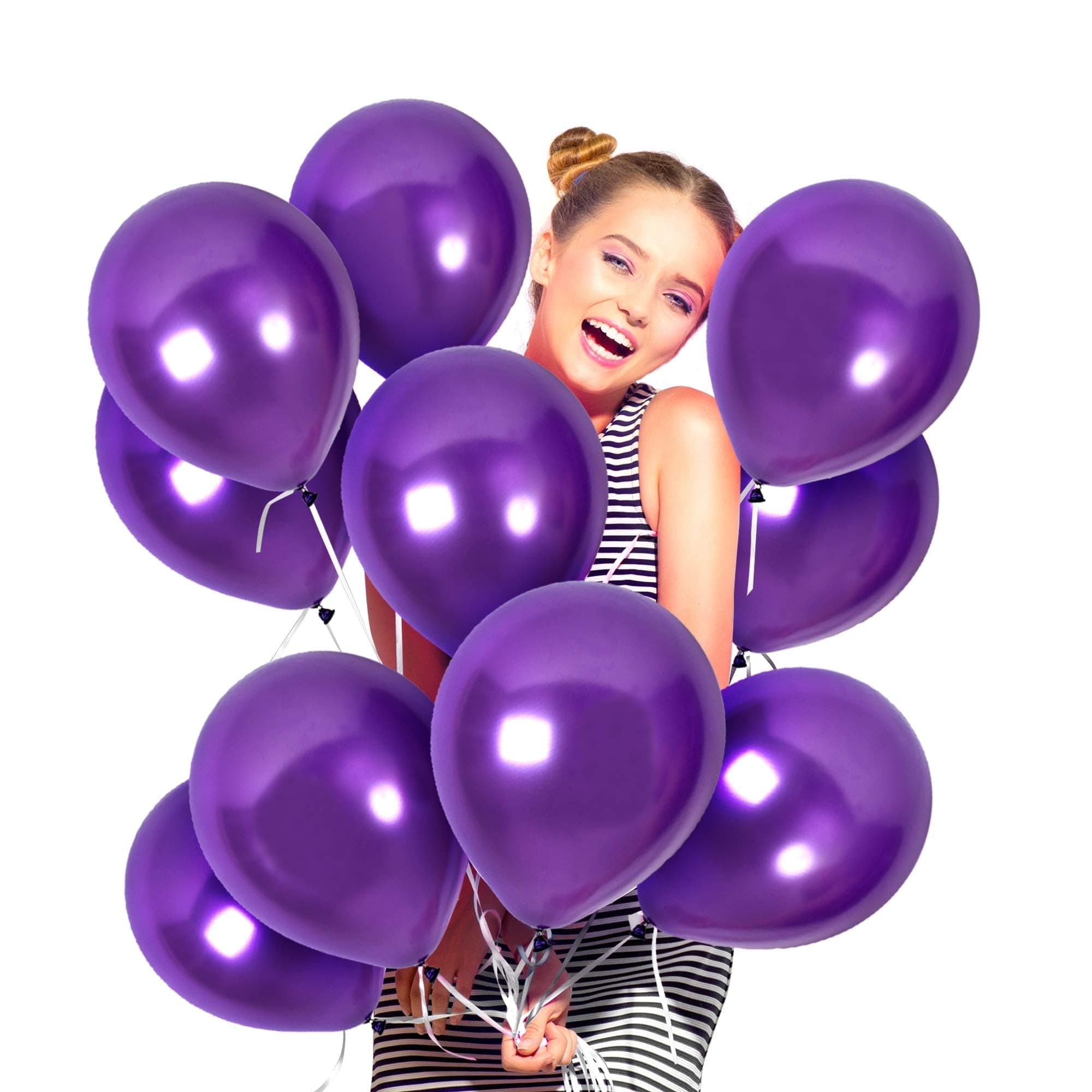 Balloonistics 50-Pack Metallic Purple Shiny Latex Balloons – HD Purple Balloons for Birthday, Royale Theme, Halloween & Elegant Party Decoration thumbnail 5