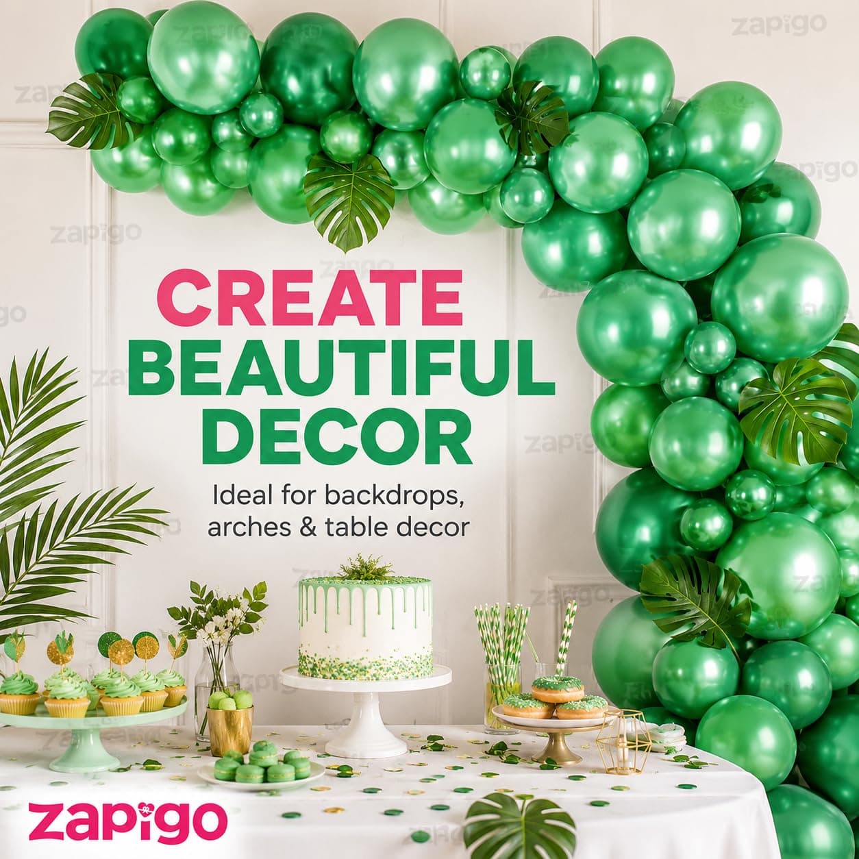 Balloonistics 25-Pack Metallic Pearl Finish Green Latex Balloons – Shiny Lush Green Balloons for Birthday, Jungle Theme, Christmas & Garden Party Decoration thumbnail 6
