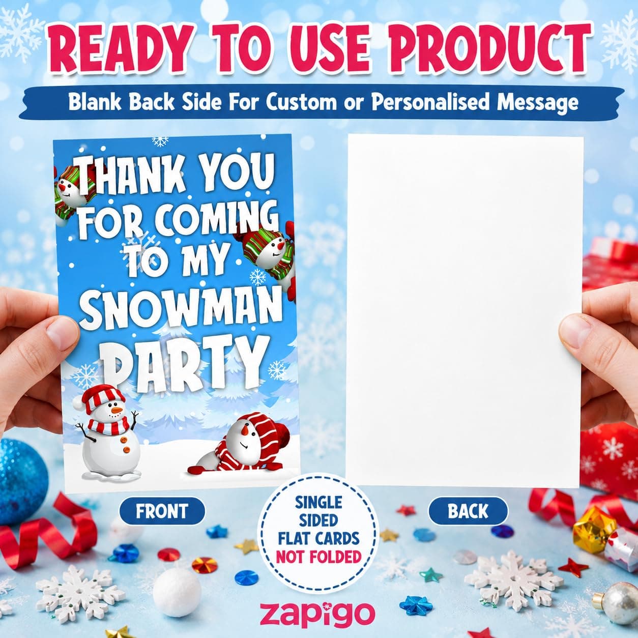 Balloonistics Snowman Birthday Thank You Cards - Pack of 20 Premium Cardstock Notes - Winter Wonderland Party Supplies, Frosty Theme "Thanks for Coming" Appreciation Cards, Holiday Season Birthday Stationery (Thank you Cards - Pack of 20) thumbnail 5