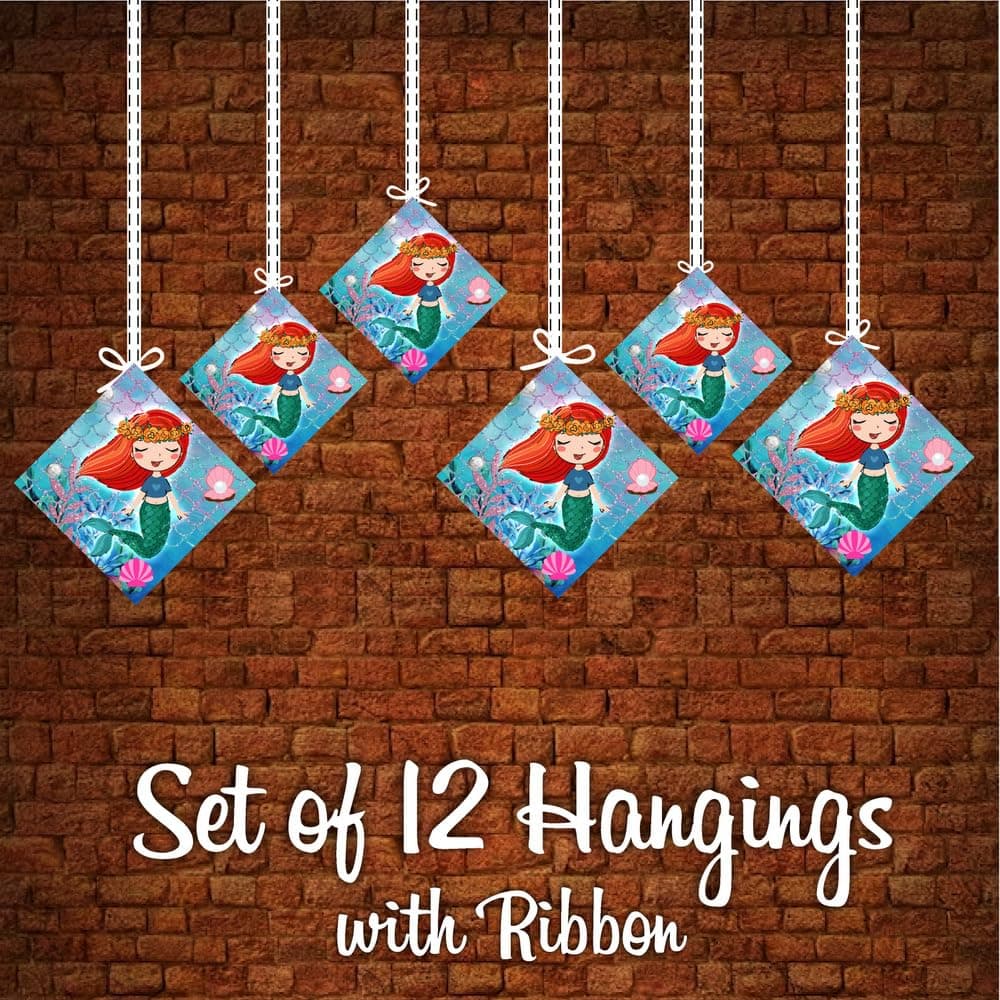 Balloonistics Mermaid Party Decorations Hanging Decor Double-Sided Cardstock Room Decor with Ribbons Under the Sea Birthday Supplies (Hangings - Pack of 12) thumbnail 5