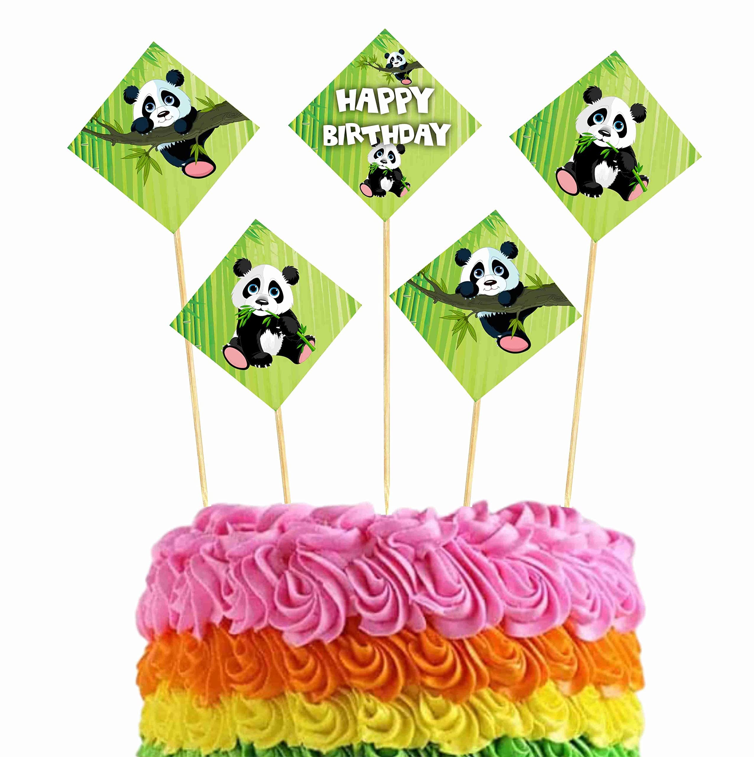 Panda Theme Birthday Cake Toppers - Cute Panda Bear & Bamboo Jungle Cardstock Cake Decorations with Sturdy Bamboo Sticks - Aesthetic Party Supplies for Kids, Girls & Boys (Cake Topper - Pack of 10) thumbnail 1