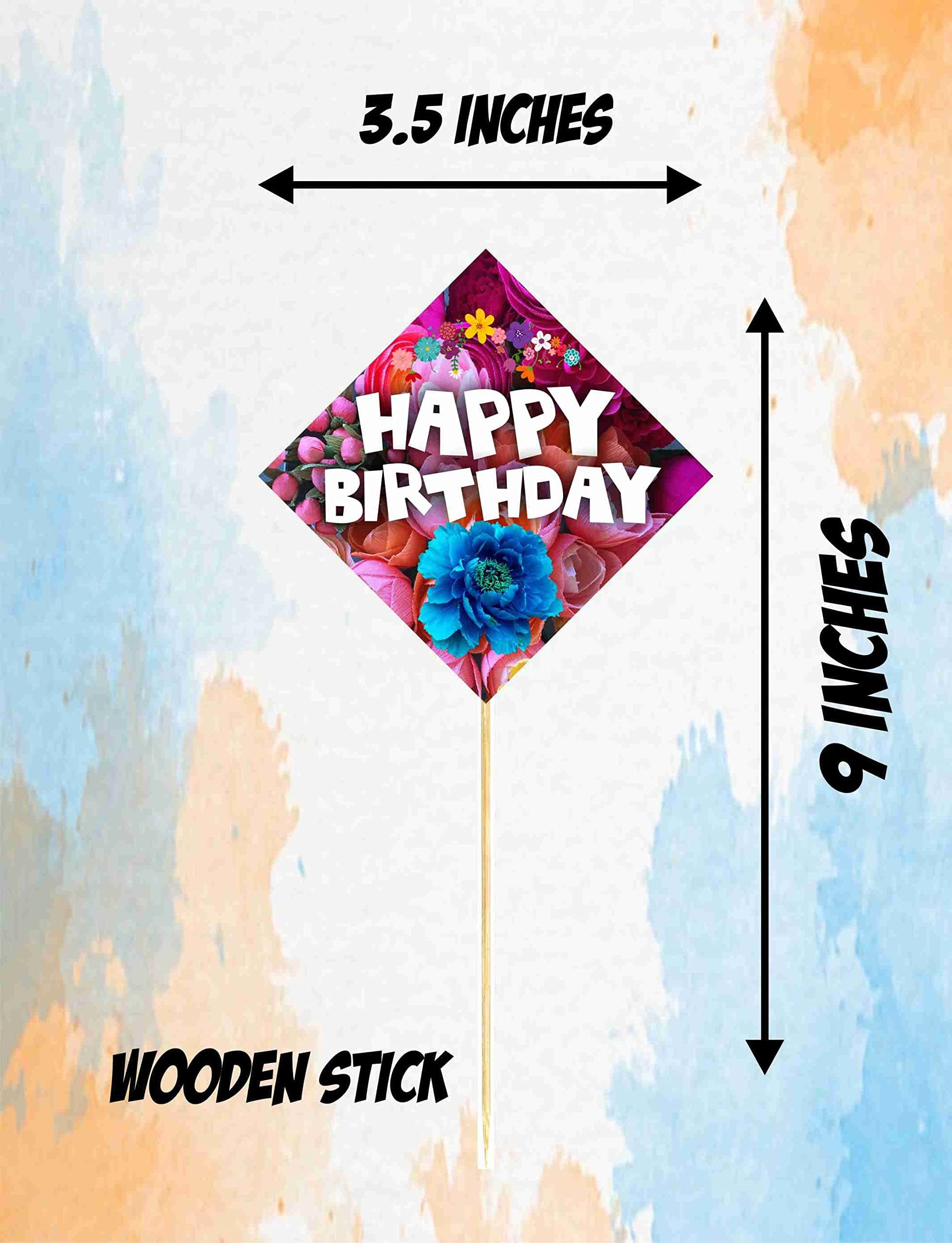 Balloonistics Floral Theme Happy Birthday Cake Toppers (Pack of 10) - Botanical Flower & Leaf Cake Decorations - Premium Cardstock Dessert Picks with Bamboo Sticks for Girls' Birthdays (Cake Topper - Pack of 10) thumbnail 3