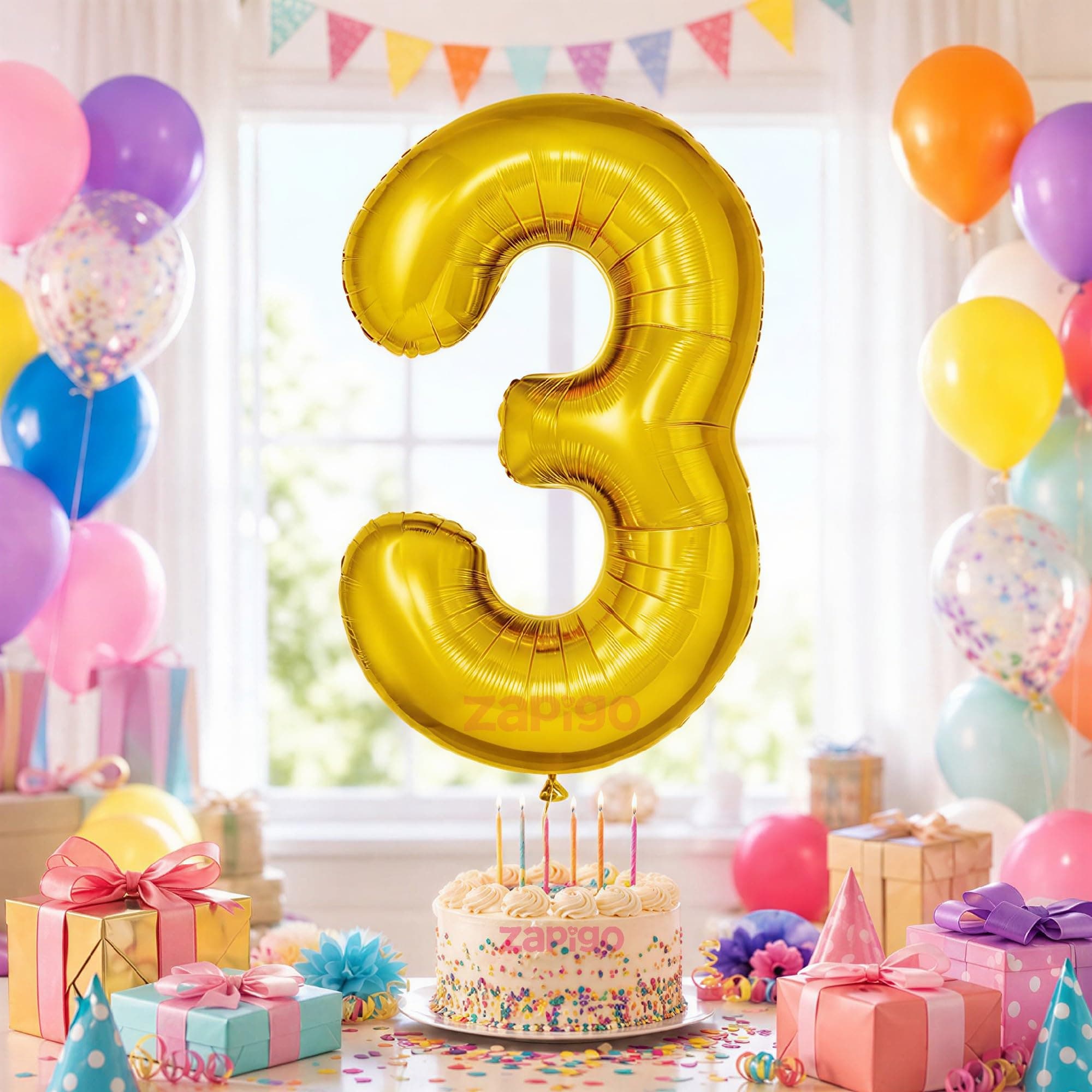 Balloonistics Gold Foil Number 3 Balloon – 16 Inch Golden Foil Number for Custom Age, Year & Phrase Party Decoration (Number 3) thumbnail 1