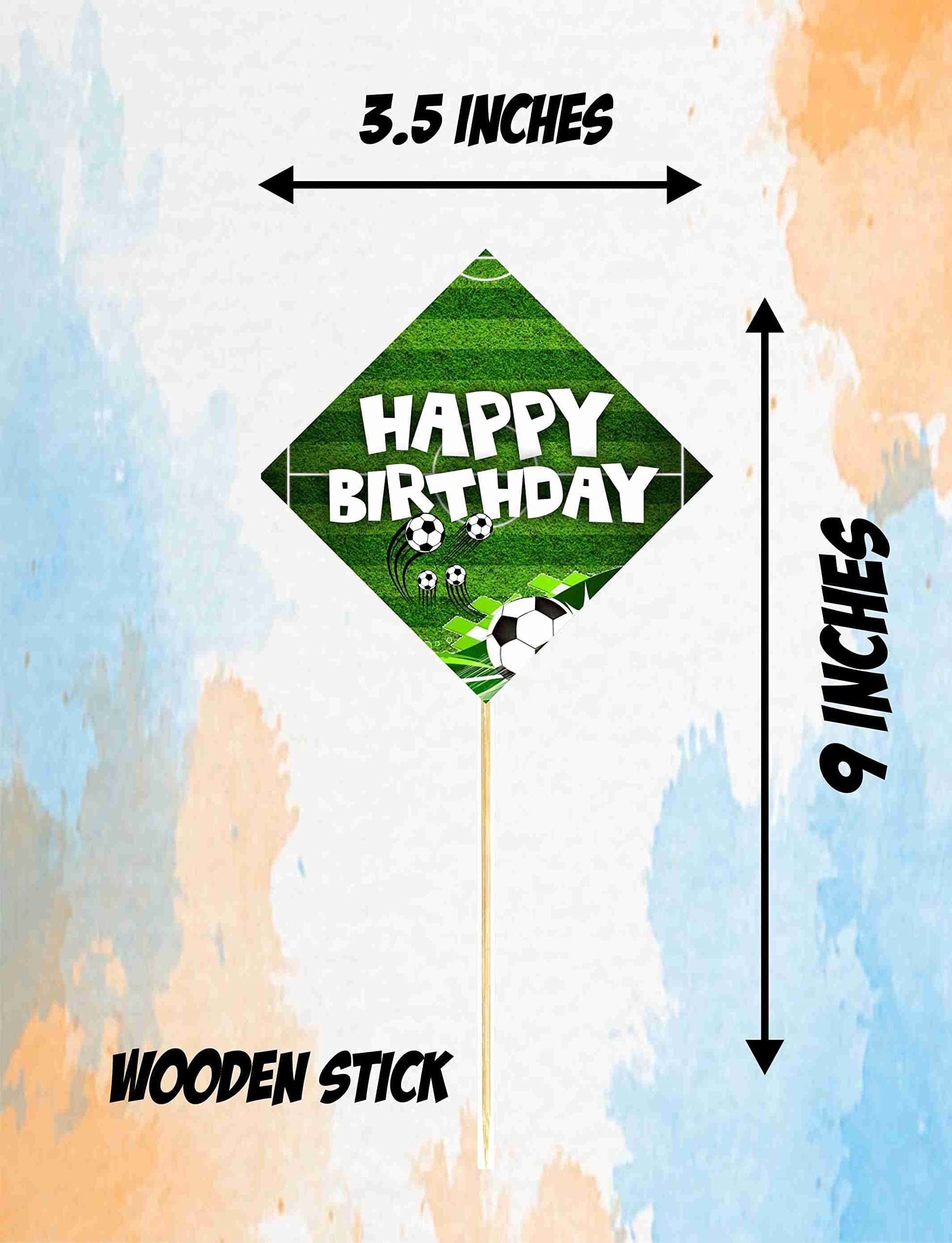 Balloonistics Football Theme Happy Birthday Cake Toppers - Soccer Stadium Birthday Cake Decorations - Premium Cardstock Dessert Picks with Bamboo Sticks for Boys, Kids Cake Topper - Pack of 10) thumbnail 3