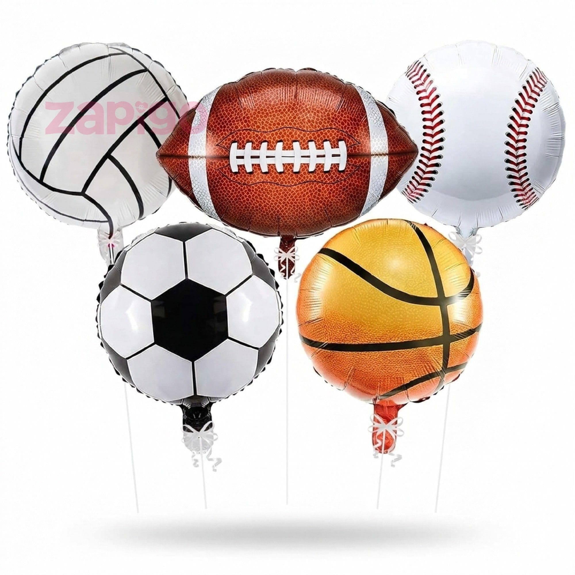 Balloonistics Sports Basketball Football Ball Theme Happy Birthday Balloon Bouquet Pack Of 5 thumbnail 1
