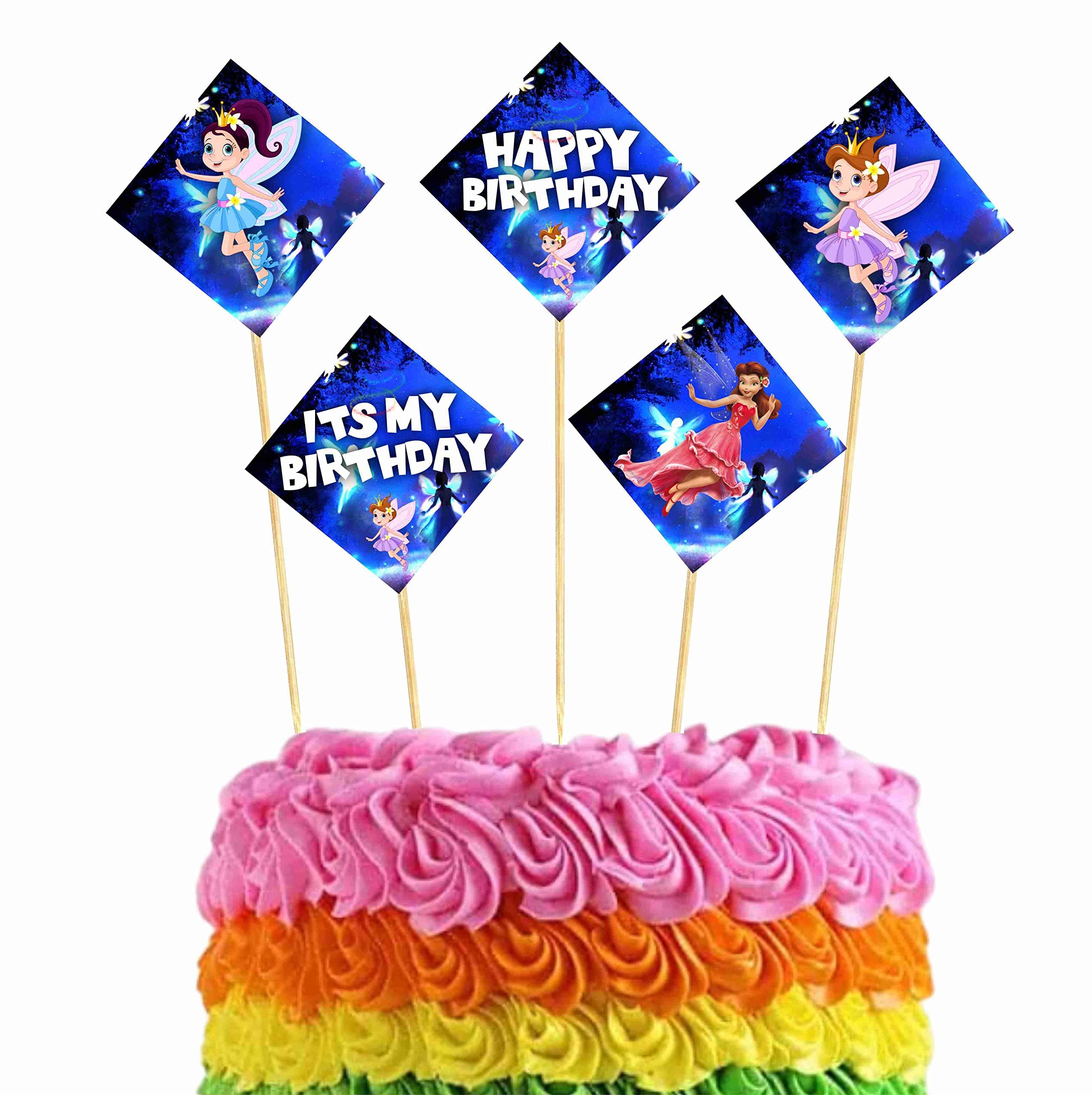 Balloonistics Fairy Theme Happy Birthday Cake Toppers - Pack of 10 Enchanted Forest Party Decorations - Premium Cardstock Pixie, Mushroom & Floral Figures on Bamboo Sticks, Whimsical Magical Birthday Backdrop (Cake Topper - Pack of 10) thumbnail 1