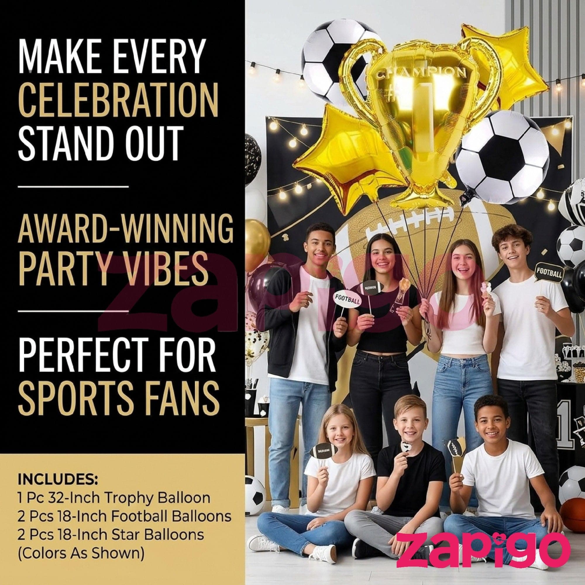 Balloonistics Football Worl Cup Theme Birthday Balloon Bouquet | Football Birthday Party Decoration | Soccer Sports Birthday Balloon Set | Pack of 5 thumbnail 5