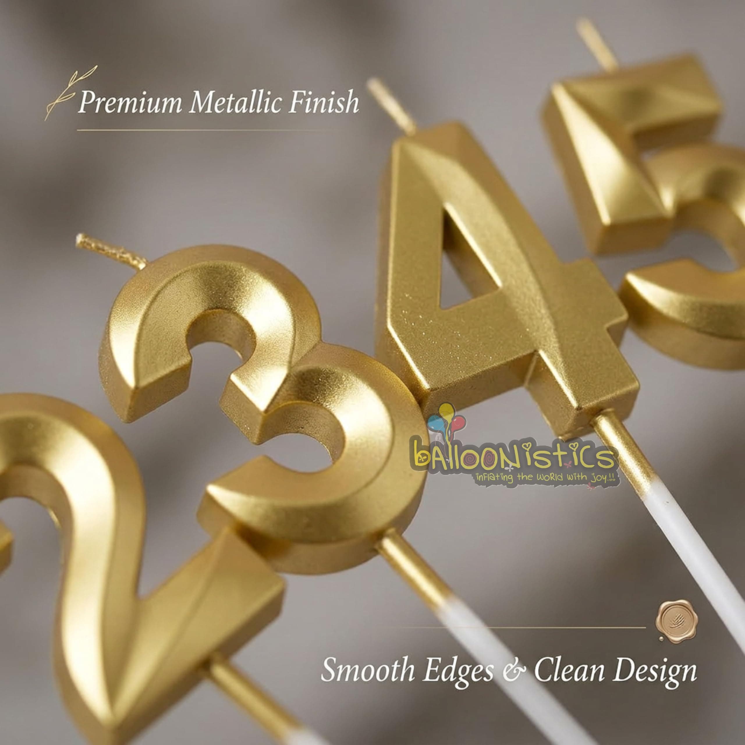 Balloonistics Gold Number 2 Birthday Candle - 3D Metallic Cake Topper for 2nd Birthday, Anniversary, Milestone Party Decoration thumbnail 5
