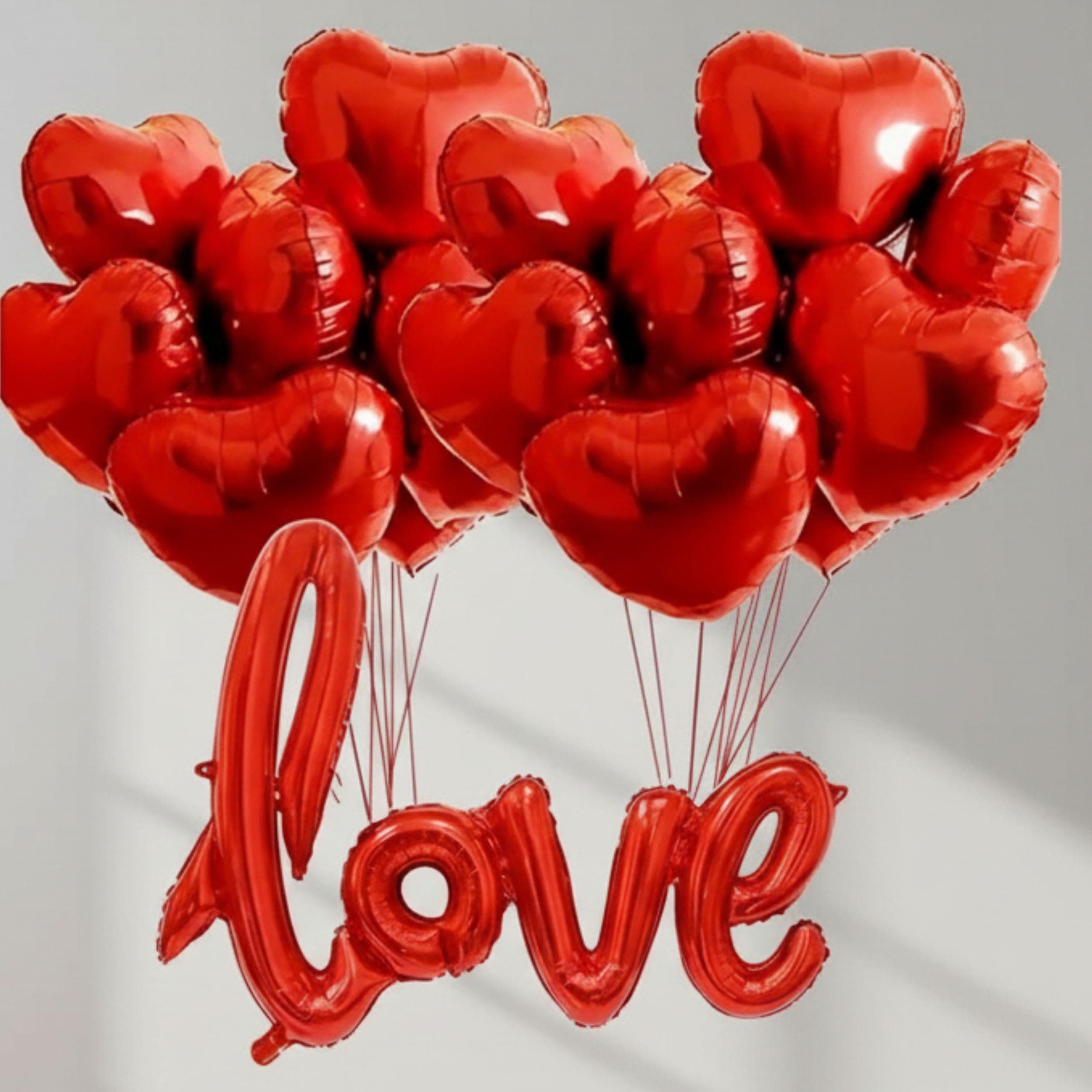 Balloonistics Romantic Love Decoration Kit - 12 Pcs Red Heart & Love Foil Balloon Set - Perfect for Valentine’s Day, Anniversaries & Proposals thumbnail 1