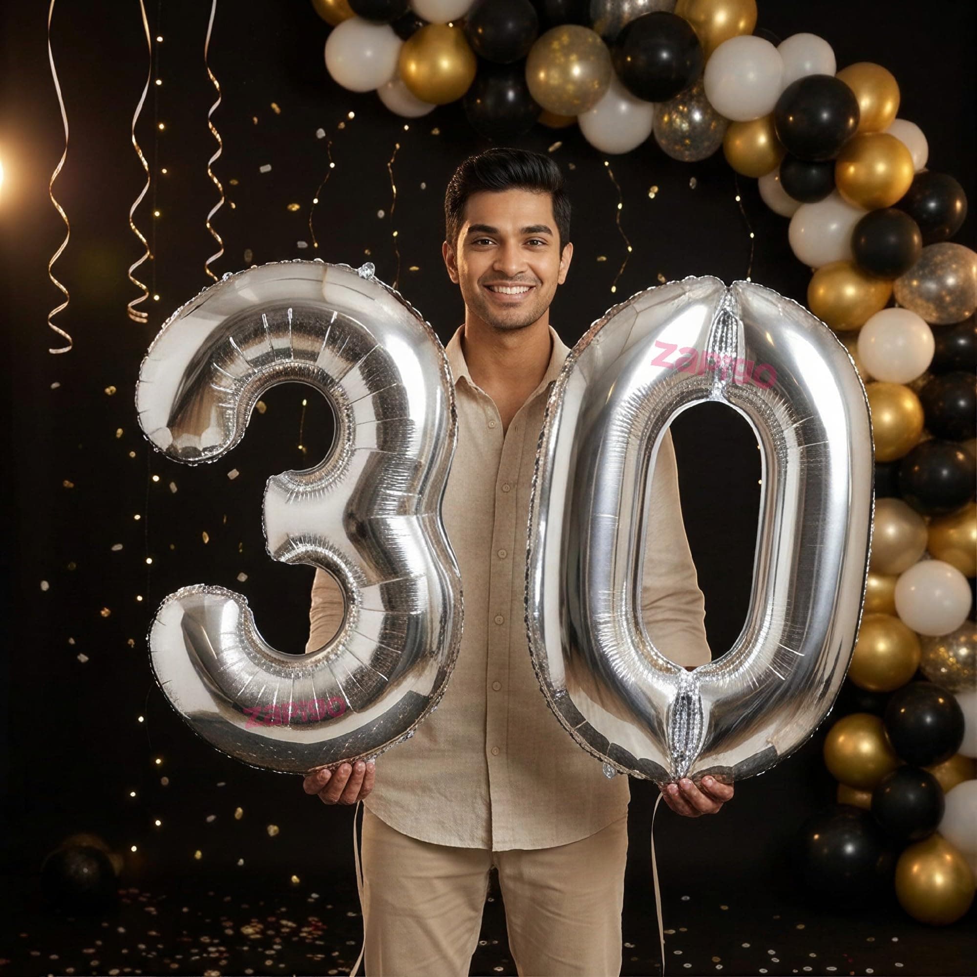 Balloonistics Silver 40-Inch Foil Number 30 Balloon - Fill with Helium or Air for 30th Birthday, Anniversary Party Decoration, Photo Booth Backdrop, Cake Table Decor thumbnail 1