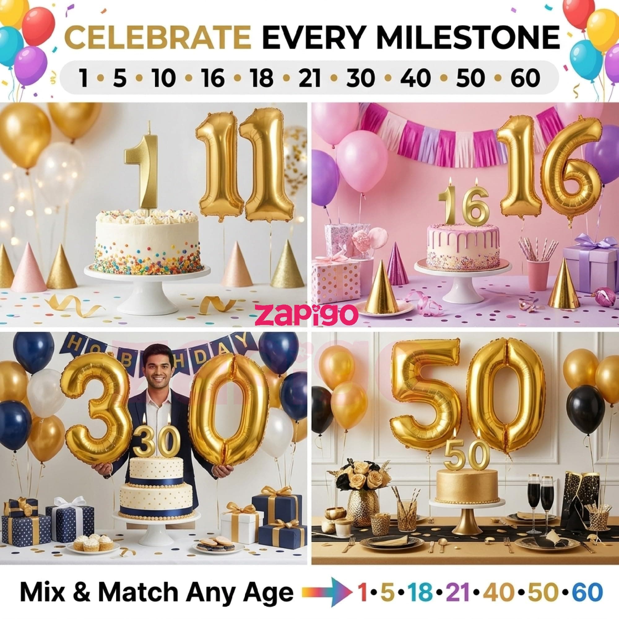Balloonistics Gold 40-Inch Foil Number 21 Balloon with Matching Number Candle - Combo Set for 21st Birthday Decoration, Anniversary Party, Photo Booth Backdrop, Cake Table Decor thumbnail 8