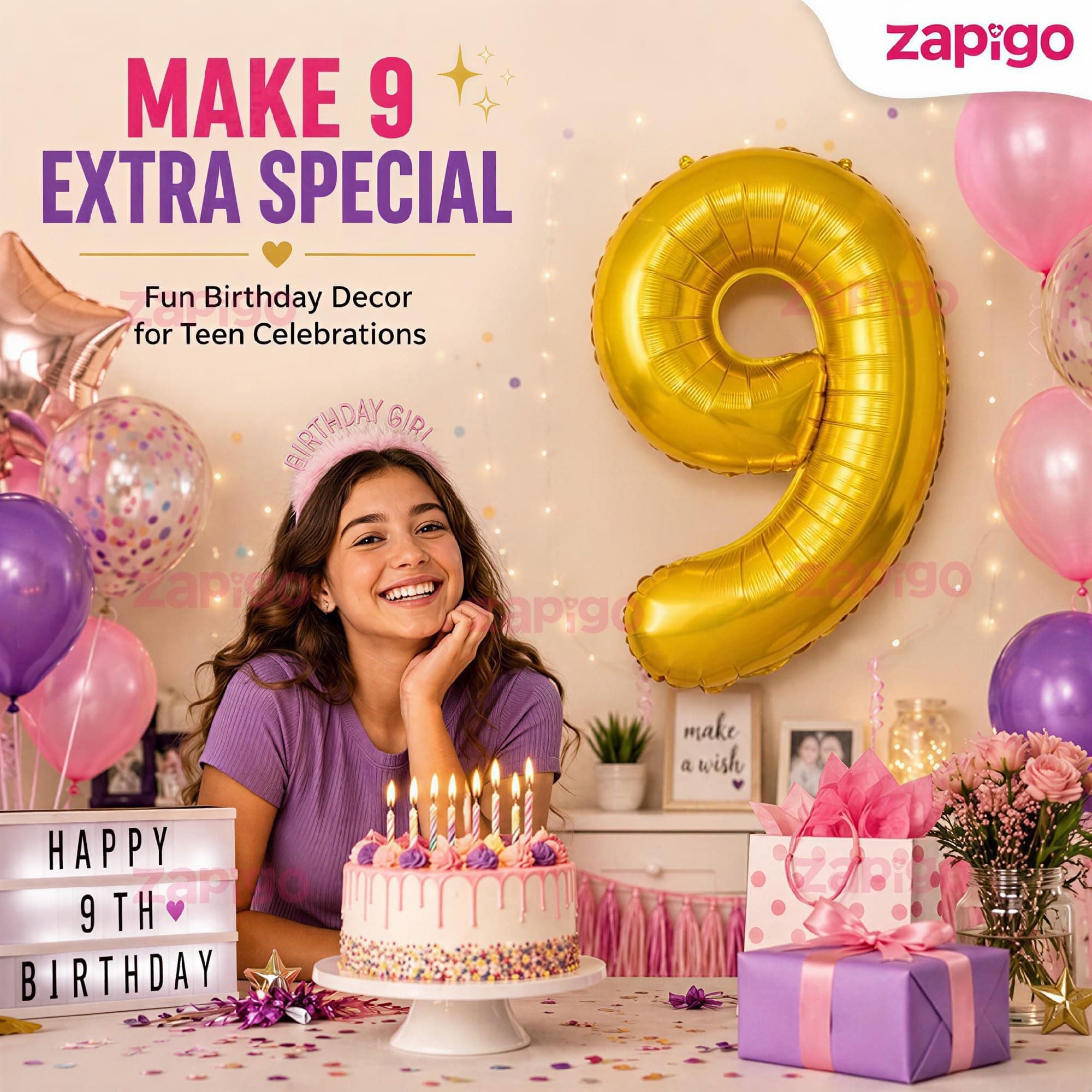 Balloonistics Gold Foil Number 9 Balloon – 16 Inch Golden Foil Number for Custom Age, Year & Phrase Party Decoration (Number 9) thumbnail 5