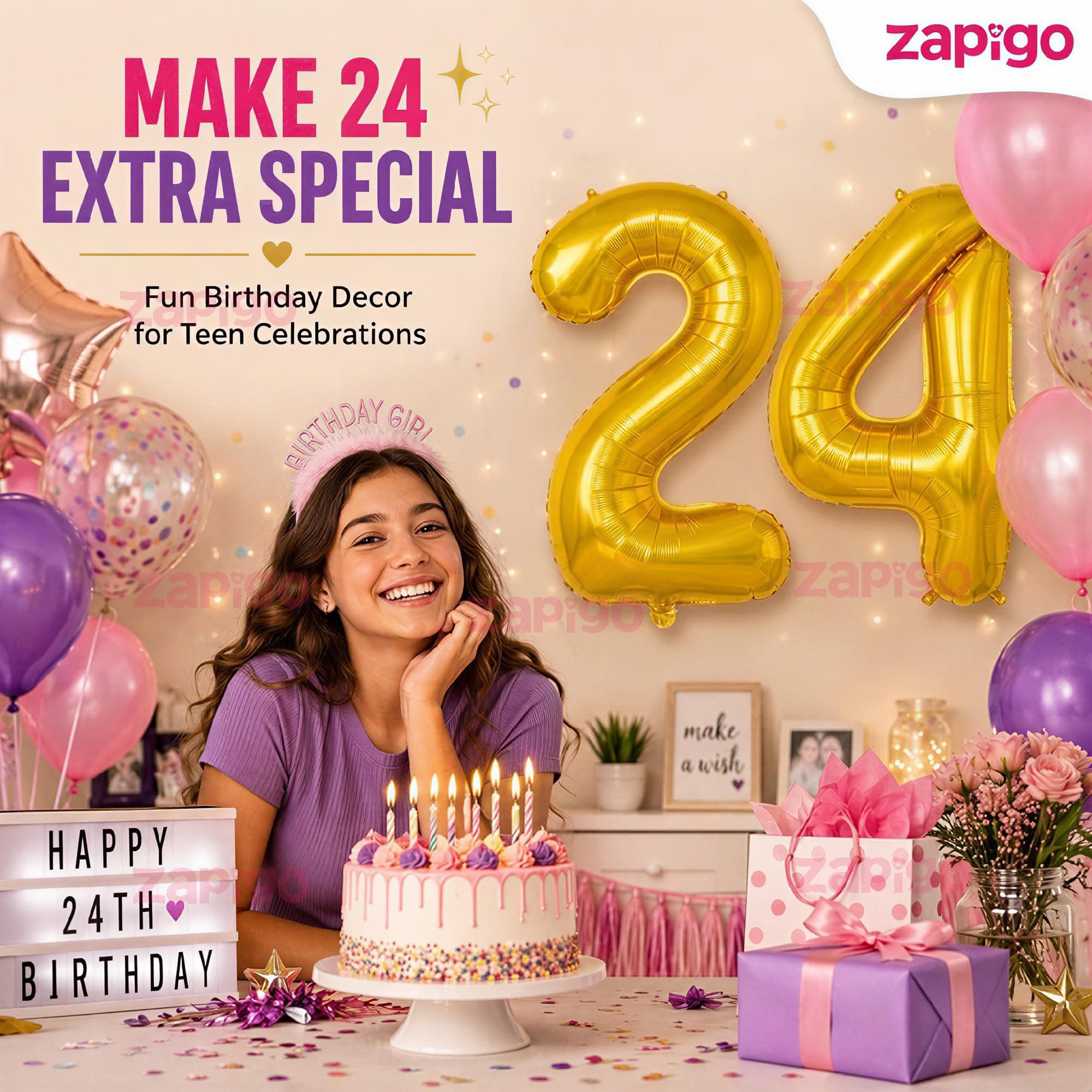 Balloonistics Number 24 Gold Foil Balloon – 17-Inch Metallic '24' Balloon Pack of 2 for 24th Birthday & Young Adult Party Decoration thumbnail 5