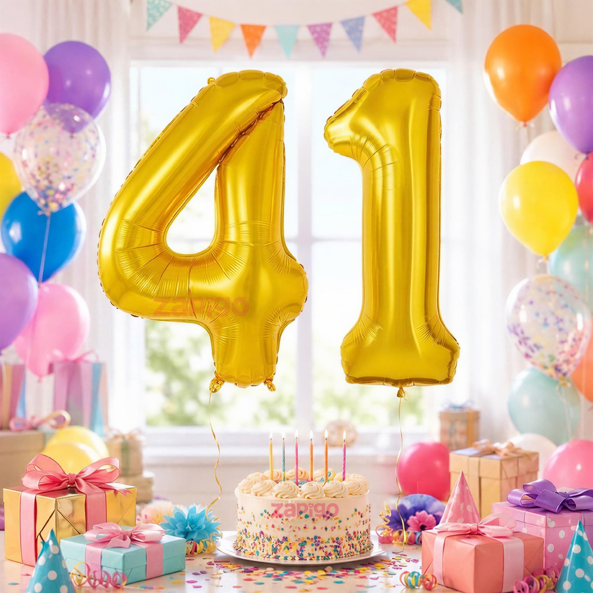 Balloonistics Gold Number 41 Foil Balloon – Number Balloon for 41st Birthday & Anniversary Celebrations thumbnail 1