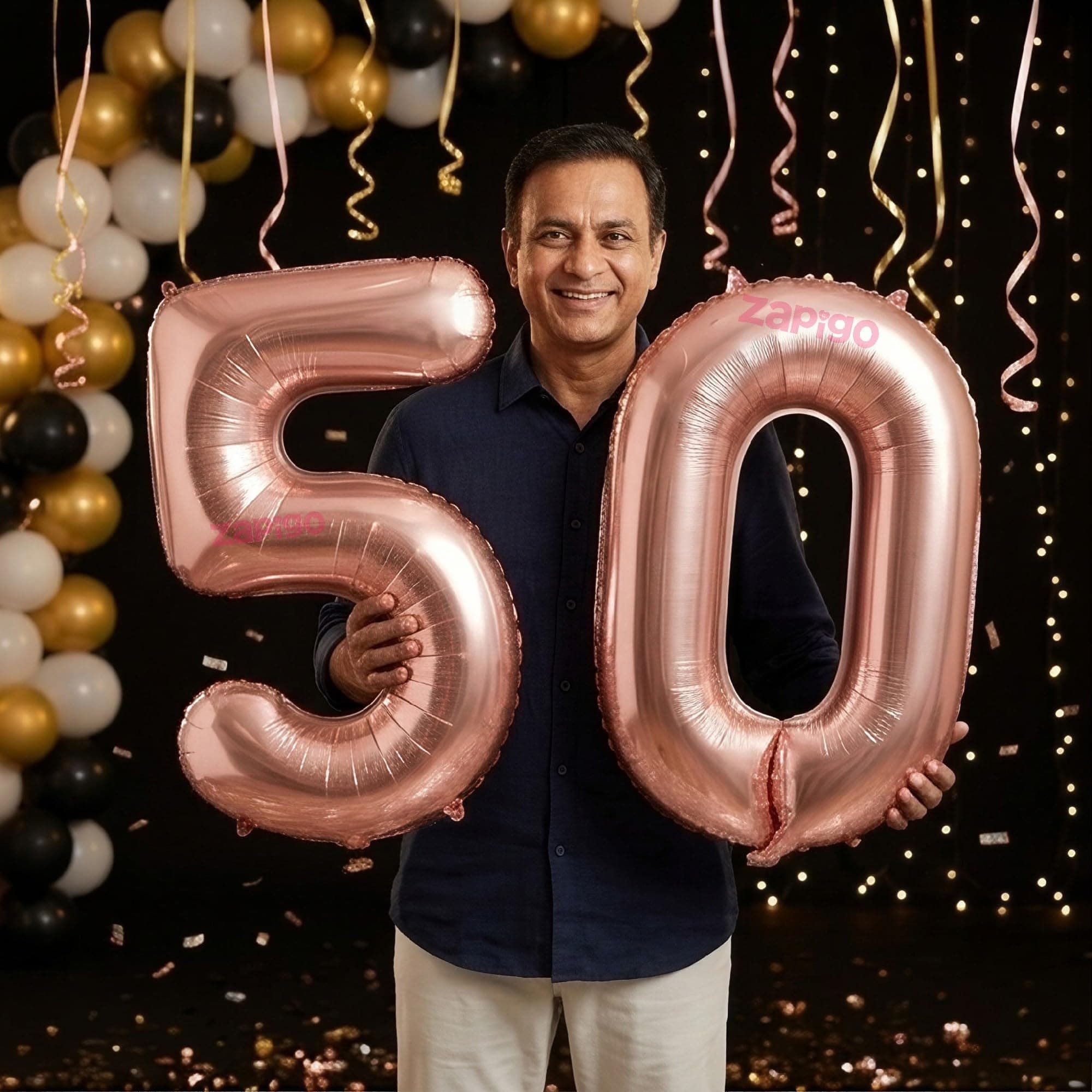Balloonistics Rose Gold 40-Inch Foil Number 50 Balloon - Helium or Air Fill for 50th Birthday, Anniversary Party Decoration, Photo Booth Backdrop, Cake Table Decor thumbnail 1