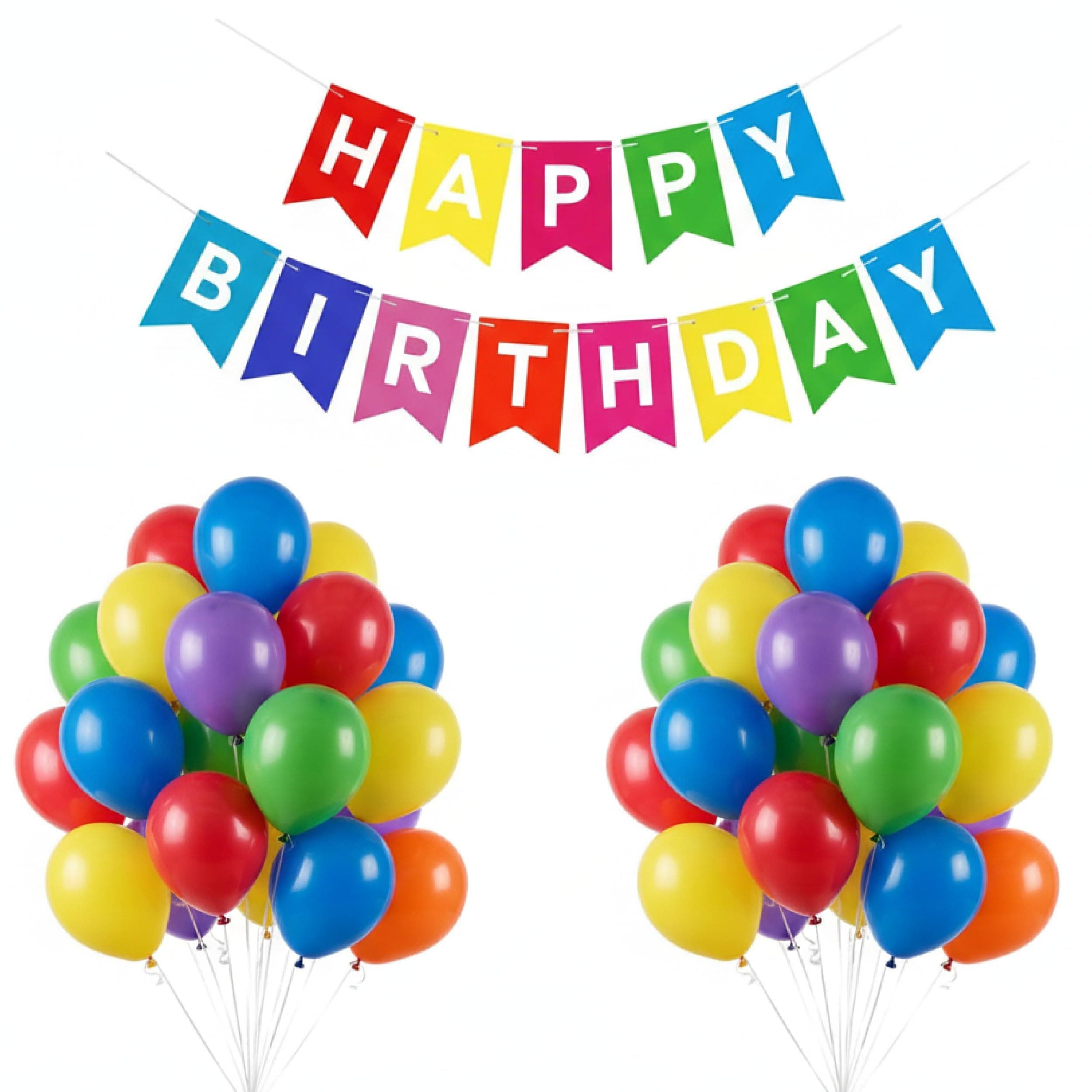 Balloonistics Happy Birthday Banner + 25 Balloons Party Set - Birthday Room Decoration Kit, Photo Booth Backdrop, Cake Table Decor, Party Supplies for Kids, Adults, Anniversary, Celebrations thumbnail 1