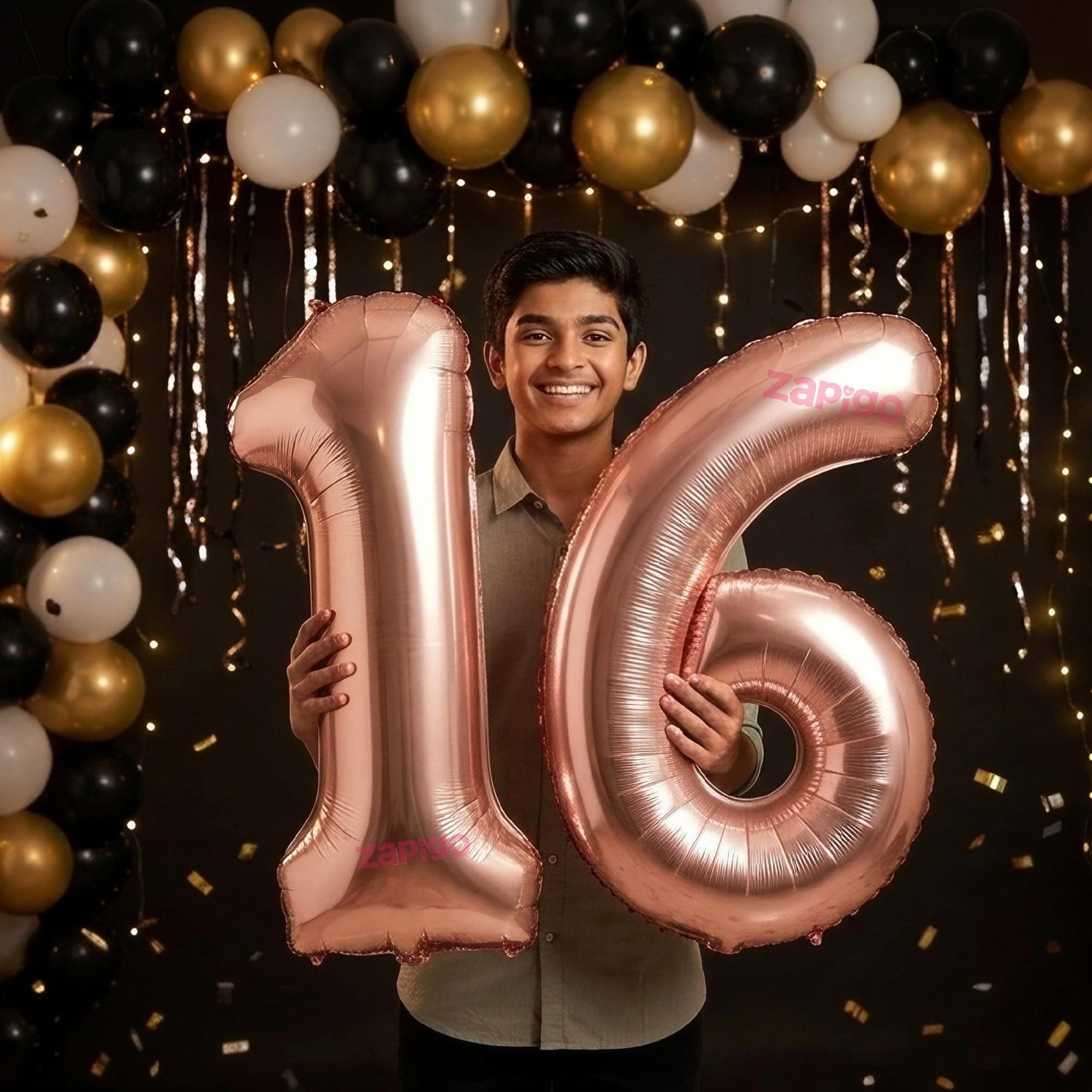 Balloonistics Rose Gold 40-Inch Foil Number 16 Balloon - Helium or Air Fill for 16th Birthday, Sweet 16 Party, Anniversary Decoration, Photo Booth Backdrop, Cake Table Decor thumbnail 1