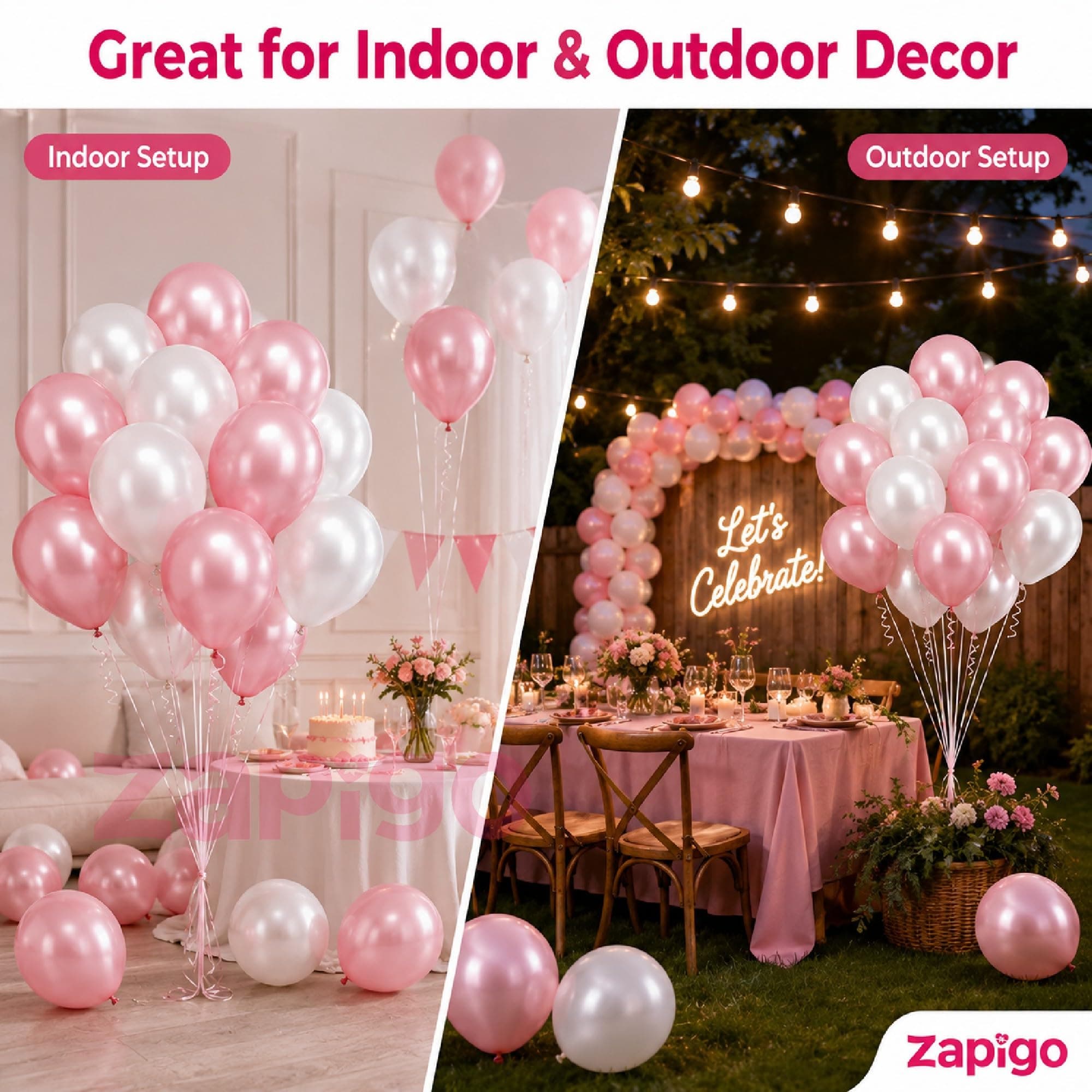 Balloonistics 50-Pack Metallic HD Pink & White Latex Balloons – Shiny Combo for Girls Birthday, Baby Shower, Bridal Shower & Soft Feminine Party Decoration thumbnail 6
