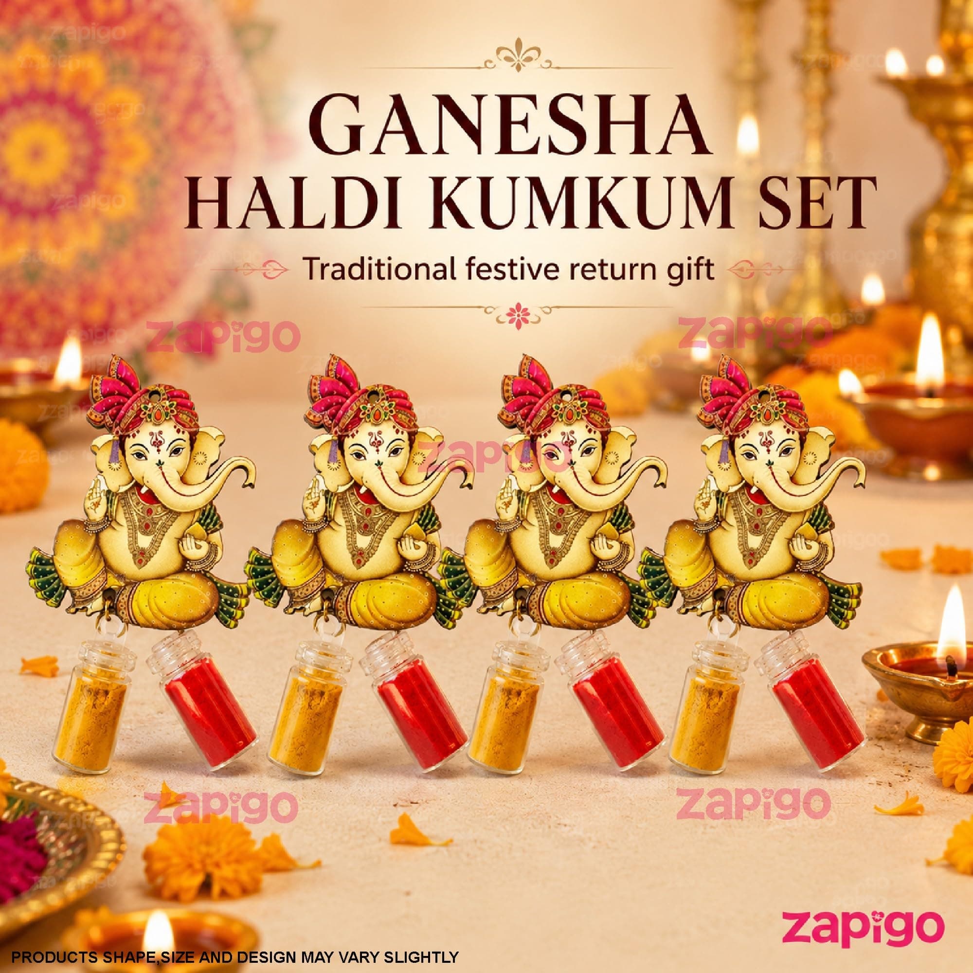 Habba Ganesha Kumkum Set, Traditional Haldi Kumkum Tambulam Hamper for Ganesh Chaturthi, Weddings, Navratri, Deepavali, Baby Showers, Griha Pravesh & Other Festivals, Pack of 10 thumbnail 2