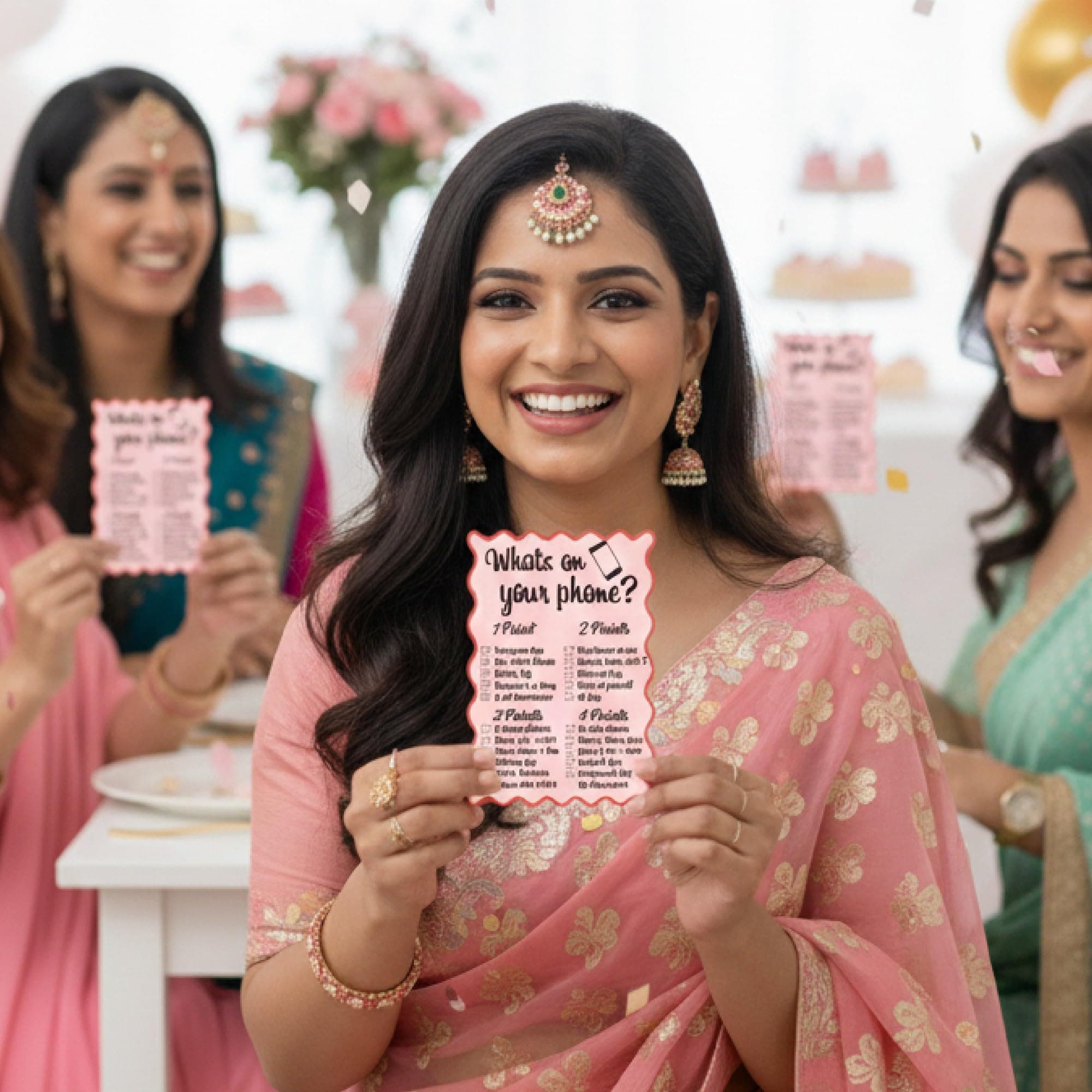 Balloonistics 2-in-1 Bridal Shower Game Cards – Pack of 10 Double-Sided Cards – “What’s on Your Phone?” & “Favourite Memory with the Bride” – Premium Pink Floral Bachelorette & Hens Party Supplies thumbnail 6
