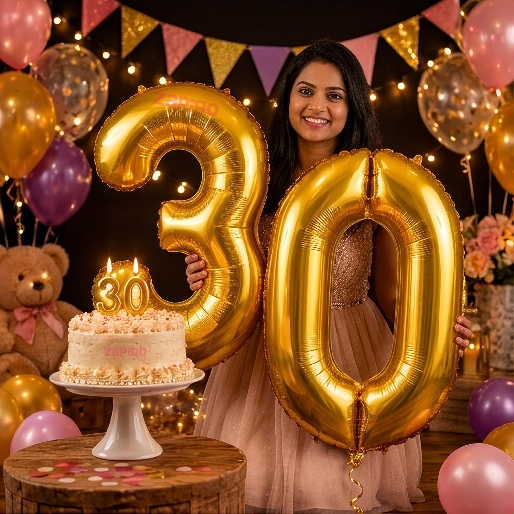 Balloonistics Gold 40-Inch Foil Number 30 Balloon with Matching Number Candle - Combo Set for 30th Birthday, Anniversary, Party Decoration, Photo Booth Backdrop, Cake Table Decor thumbnail 1