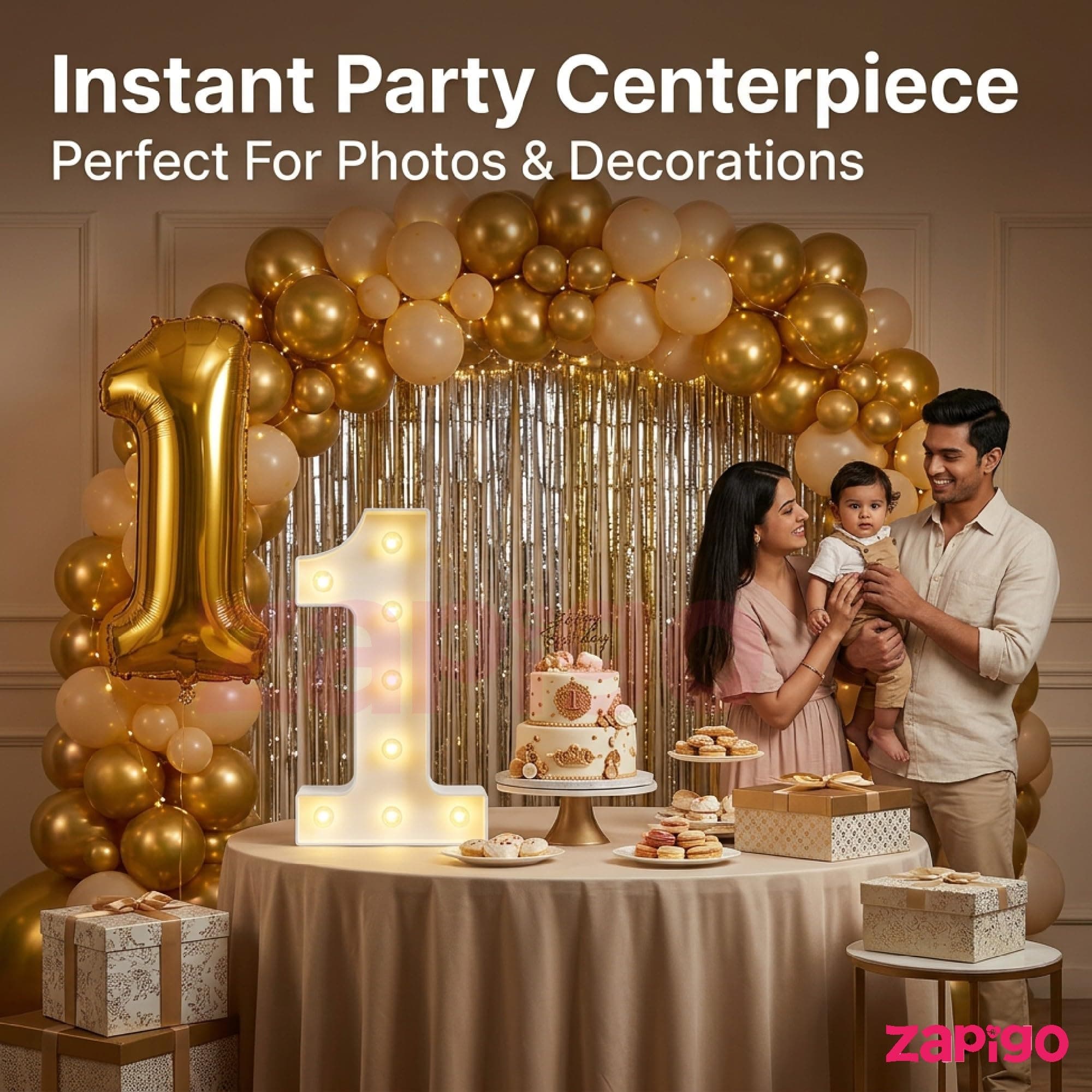 Balloonistics Gold 40-Inch Foil Number 25 Balloon with Matching LED Marquee Light - Combo Set for 25th Birthday, Anniversary, Party Decoration, Photo Booth Backdrop thumbnail 7