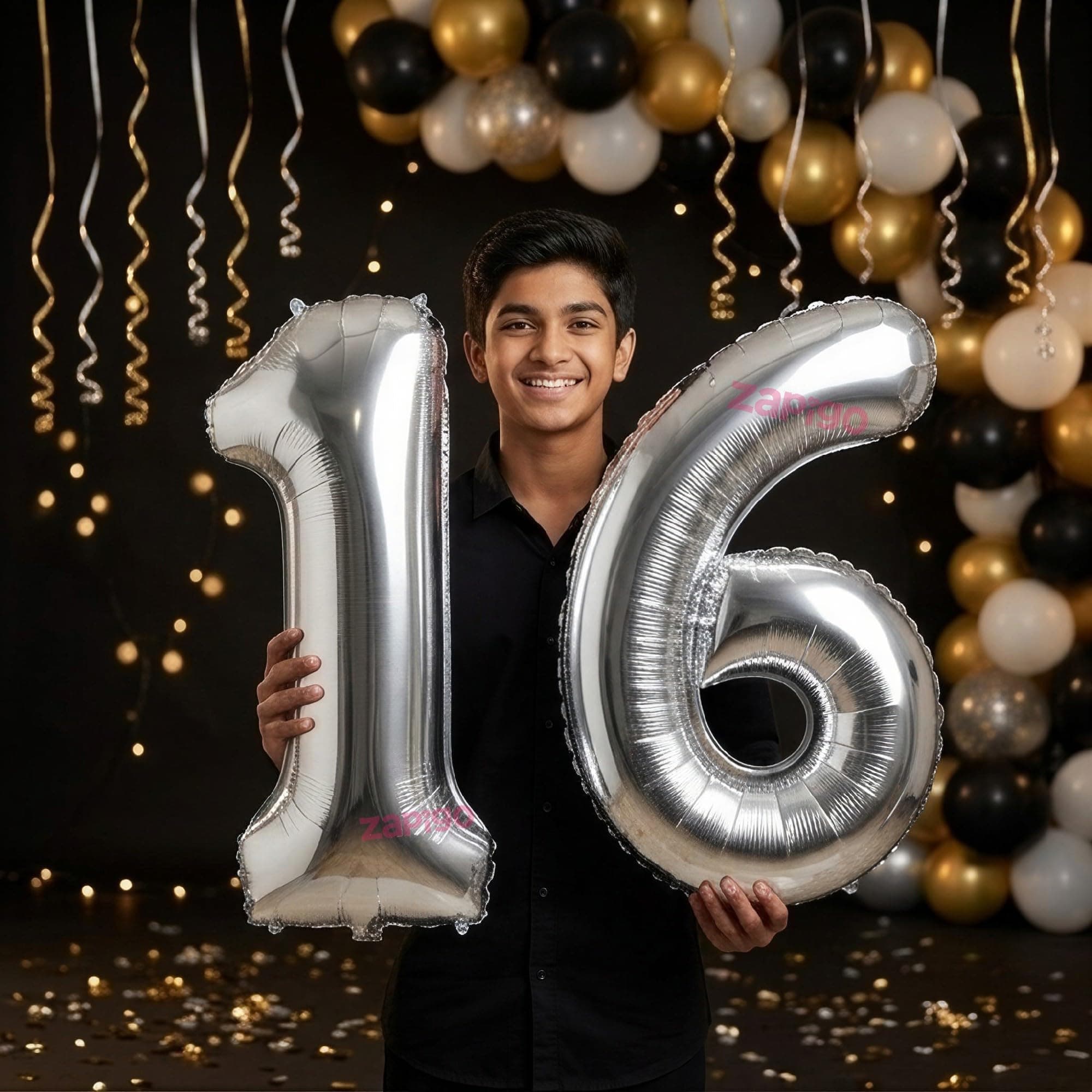 Balloonistics Silver 40-Inch Foil Number 16 Balloon - Helium or Air Fill for 16th Birthday, Sweet 16, Anniversary Party Decoration, Photo Booth Backdrop, Cake Table Decor thumbnail 1