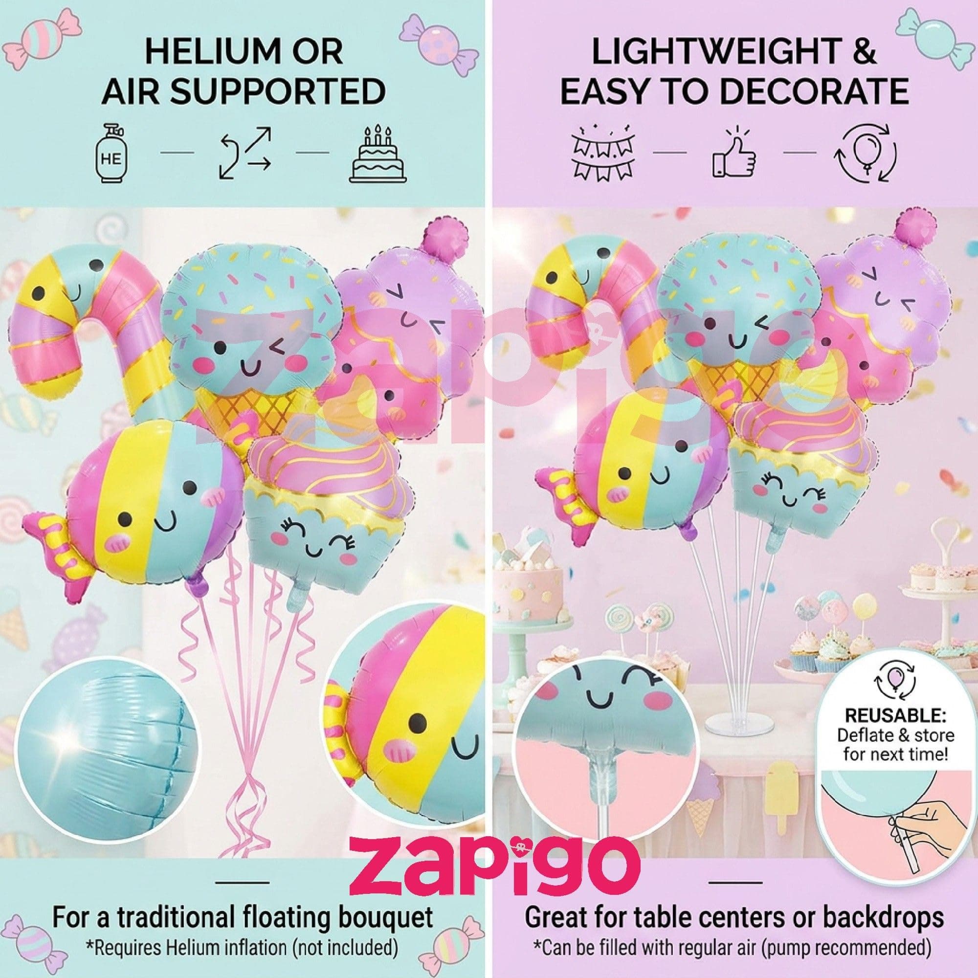 Balloonistics Sweet Tooth Candy Theme Happy Birthday Balloon Bouquet Pack Of 5 thumbnail 4