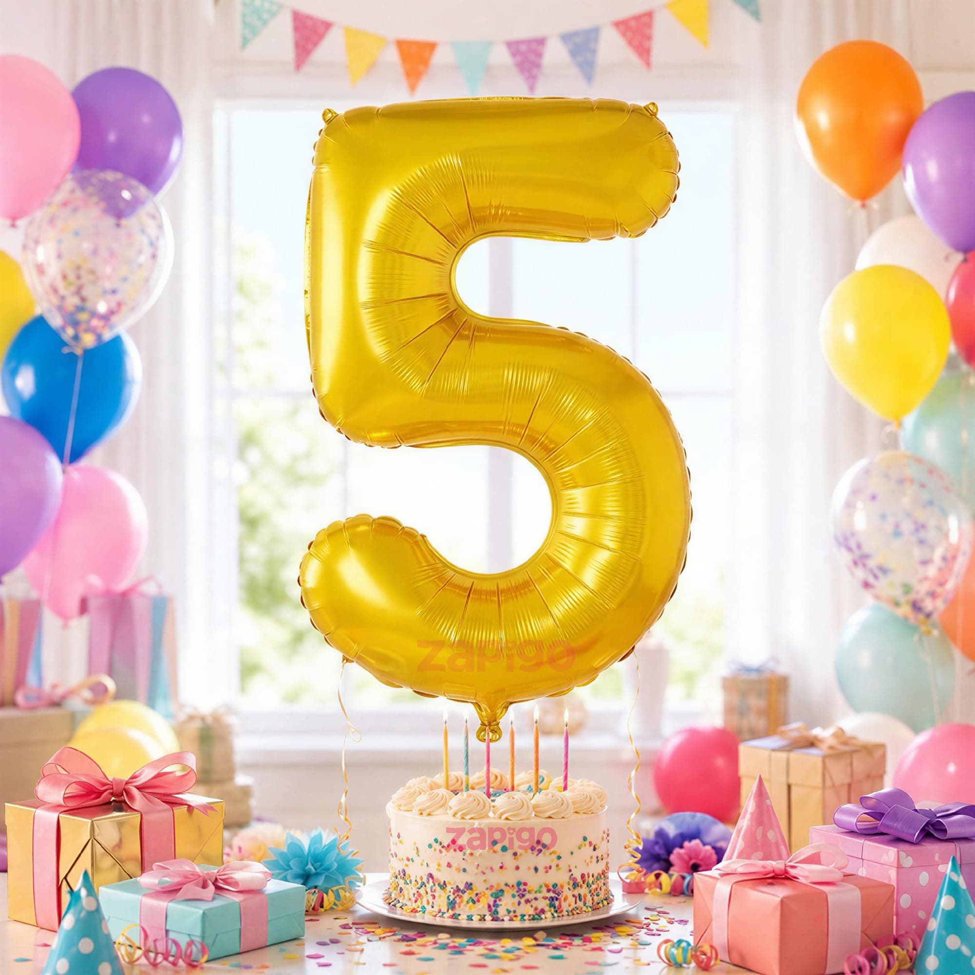Balloonistics Gold Foil Number 5 Balloon – 16 Inch Golden Foil Number for Custom Age, Year & Phrase Party Decoration (Number 5) thumbnail 1
