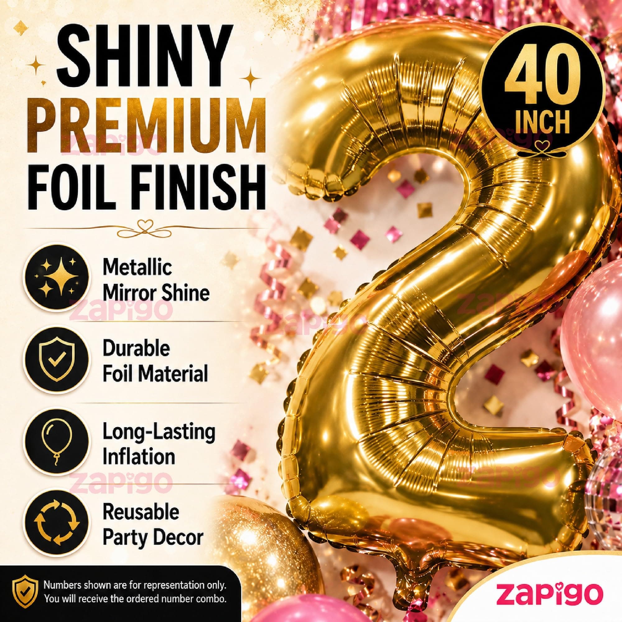 Balloonistics Gold 40-Inch Foil Number 21 Balloon - Helium or Air Fill for 21st Birthday, Anniversary Party Decoration, Photo Booth Backdrop, Cake Table Decor thumbnail 2