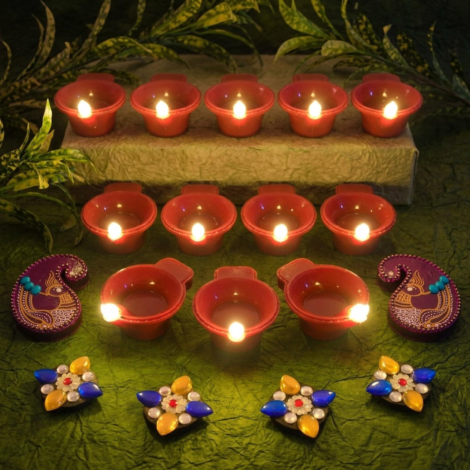 Balloonistics Diwali LED Diya Lights Pack of 6 | Battery Operated Flameless & Smokeless Tea Light Candles | Traditional Decorative Diyas for Diwali Decoration, Home Decor, Puja & Festival Lighting